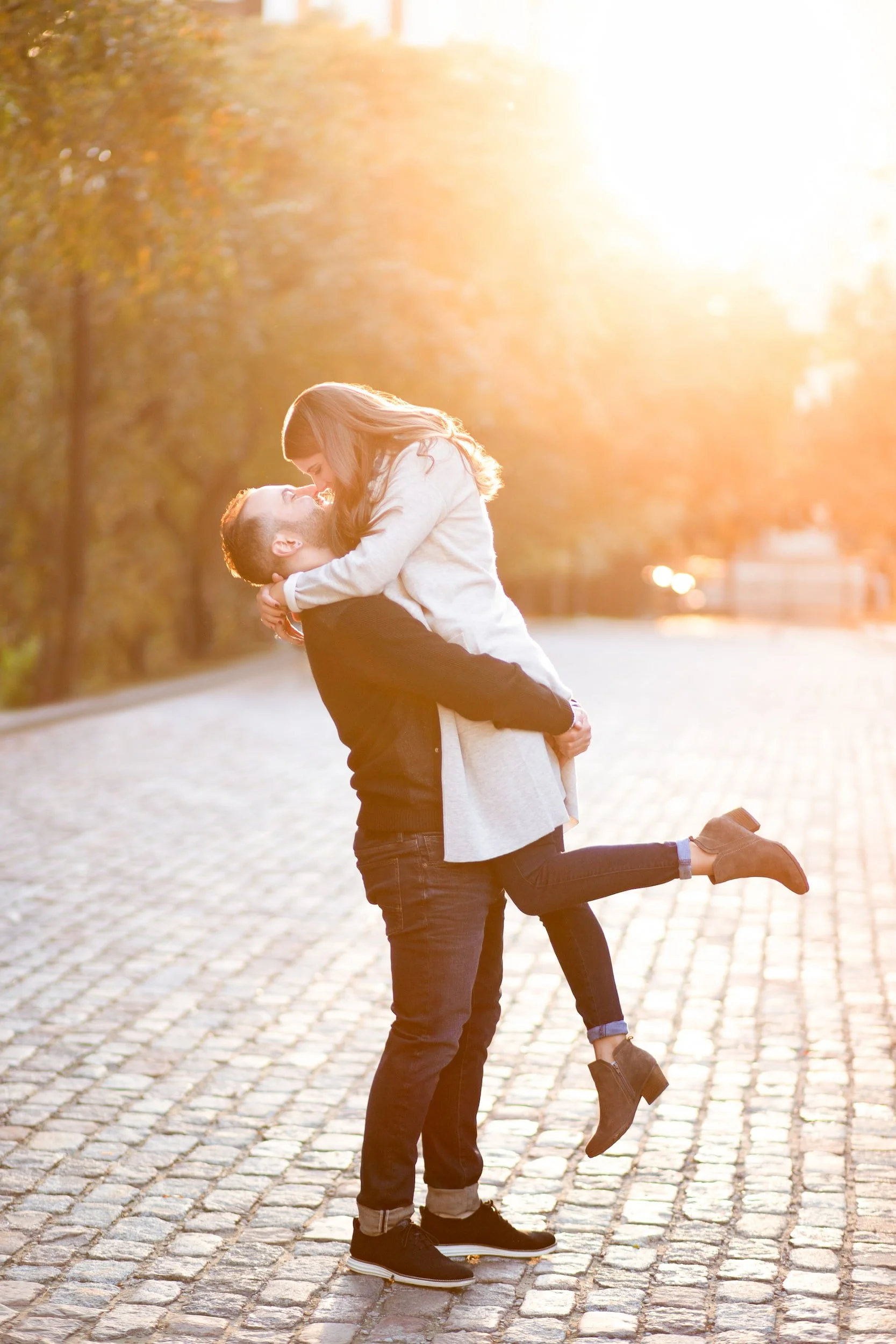 Golden hour engagement session on Queen Street courtyard at Osgoode Hall