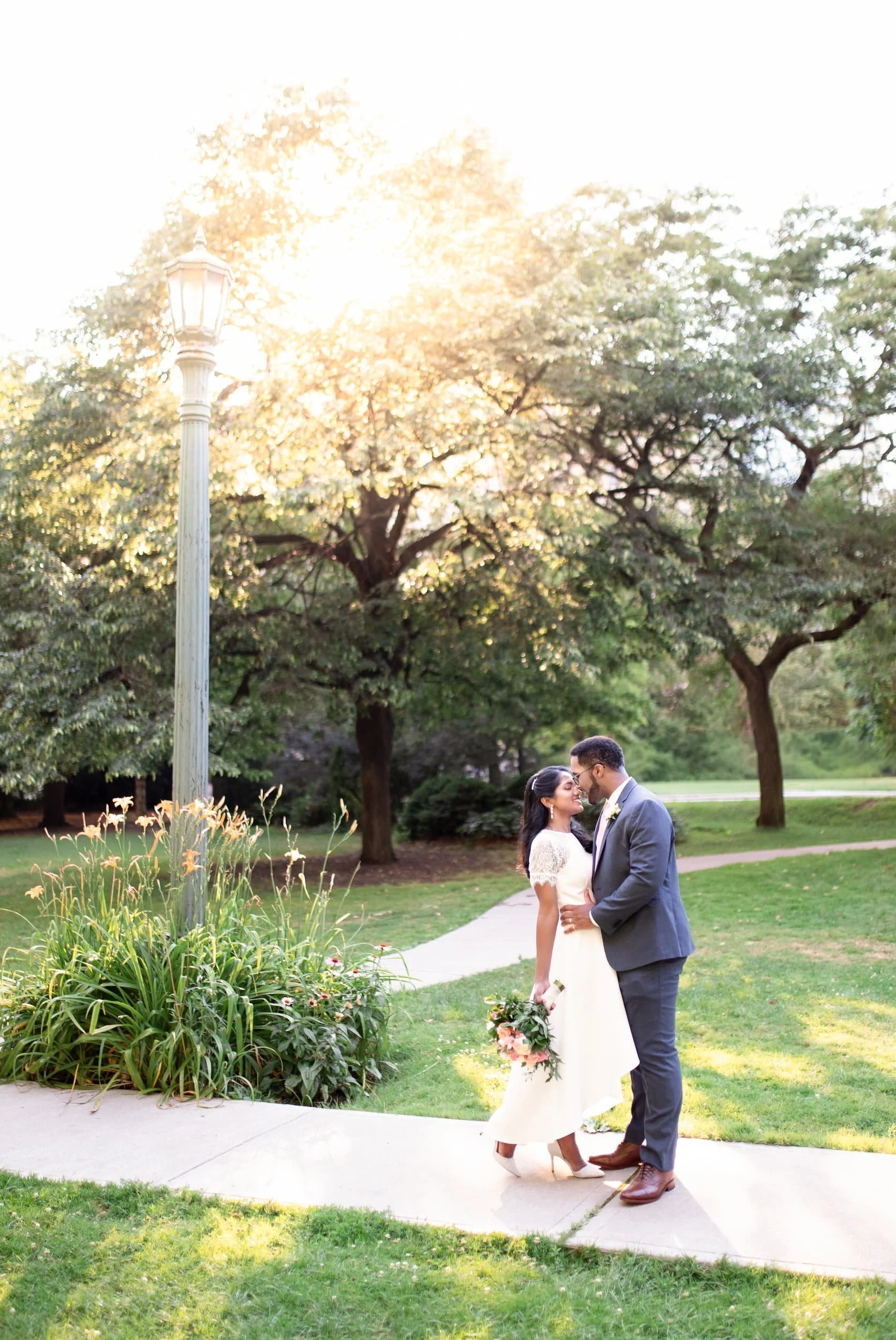 Wedding portrait in Osgoode Hall garden courtyard in Toronto, Ontario