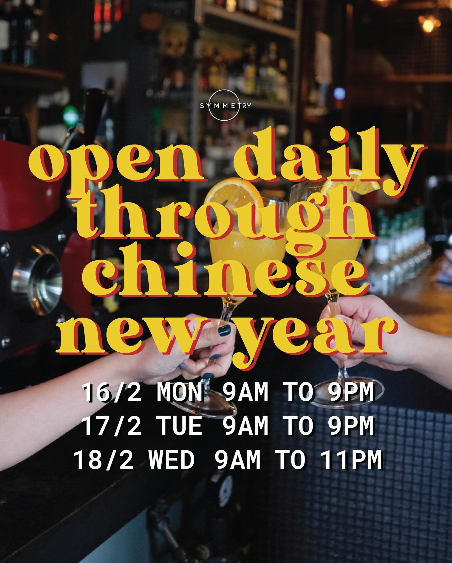 For your caffeine, mimosas, brunch, dinner and everything in between! We got you covered this Chinese New Year 🍊🍊