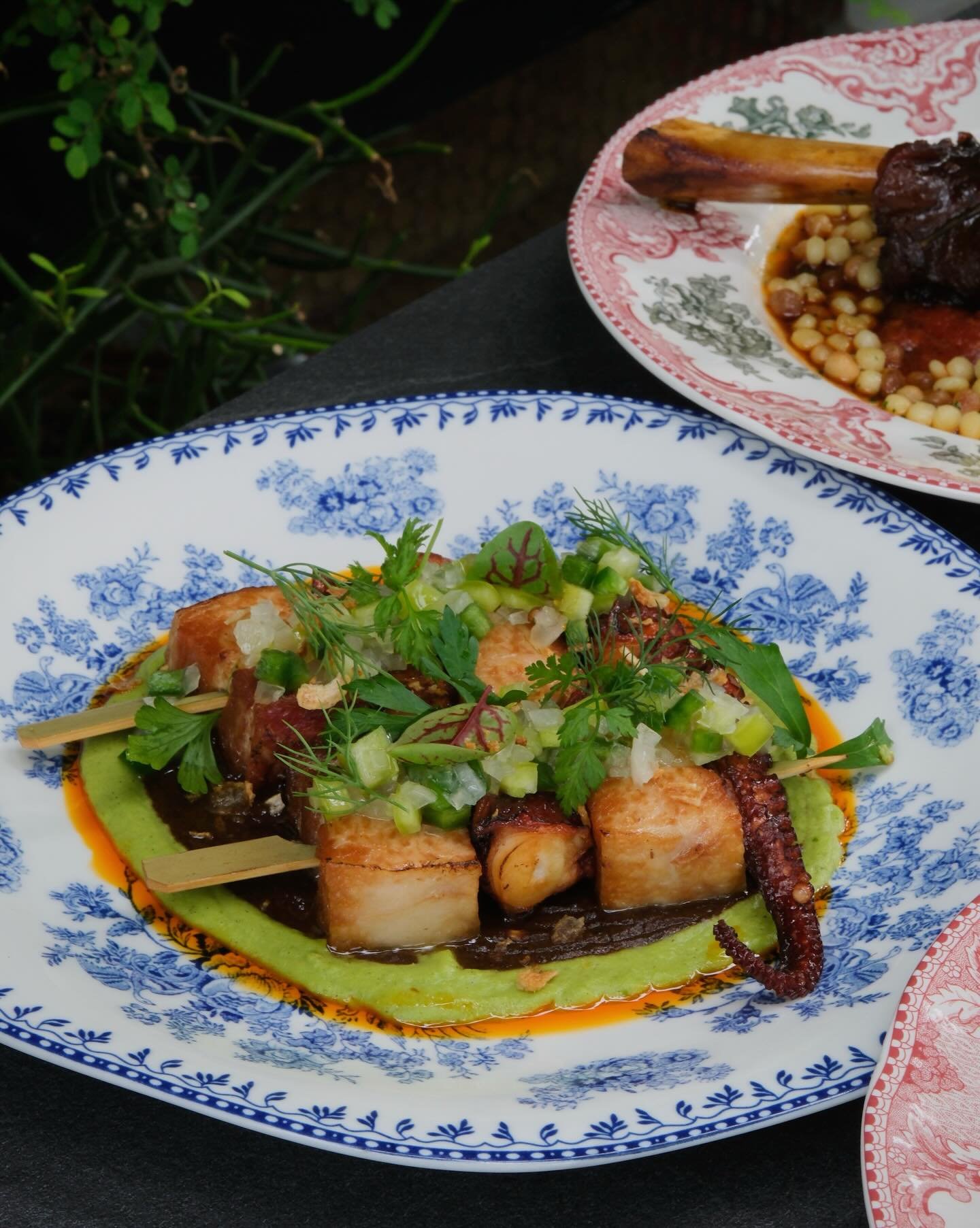 Flame-kissed and flavour-packed. Kick off your dinner with these Pork Belly &amp; Octopus skewers🍴