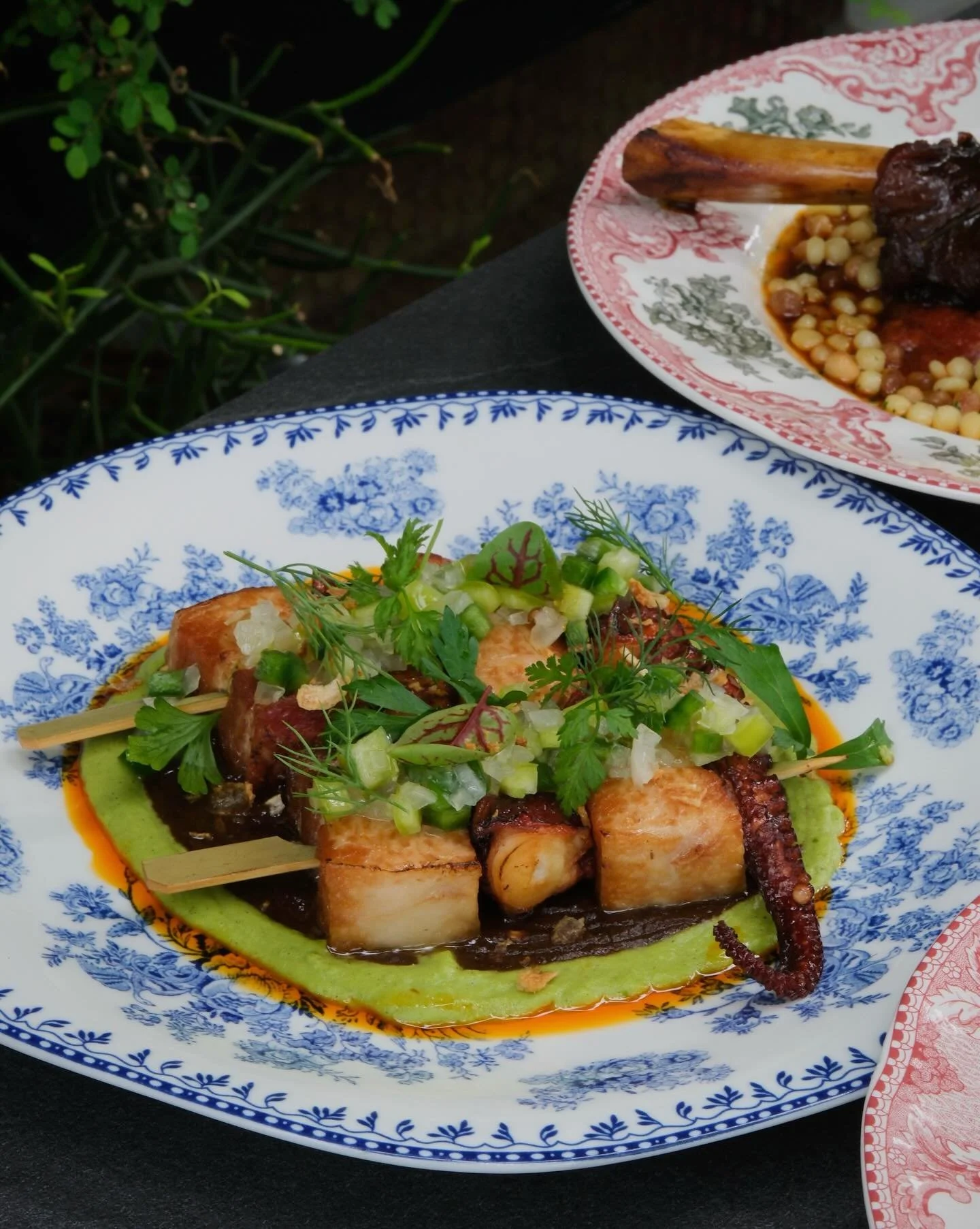 Flame-kissed and flavour-packed. Kick off your dinner with these Pork Belly &amp; Octopus skewers🍴