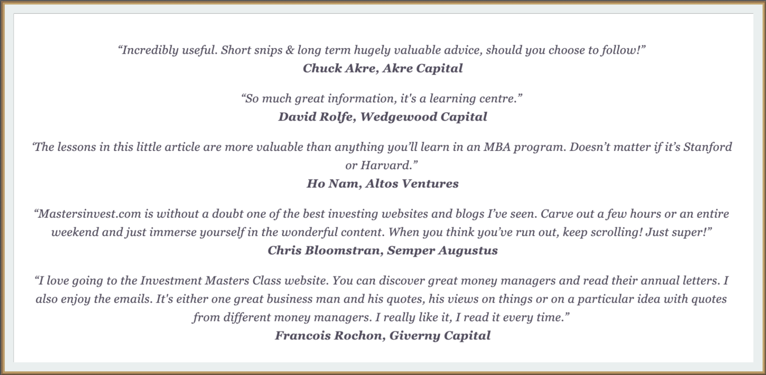 ENROL — Investment Masters Class