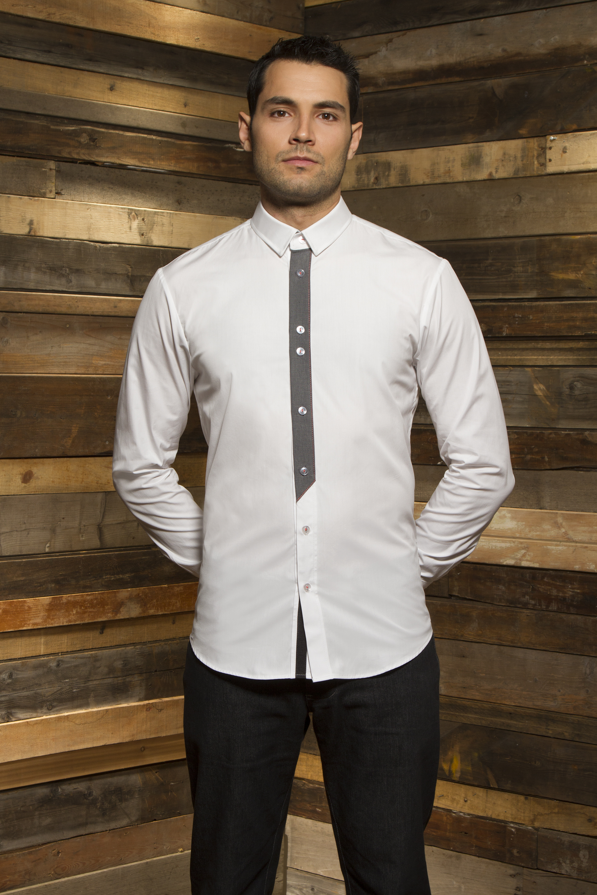 blocked placket super fine cotton shirt