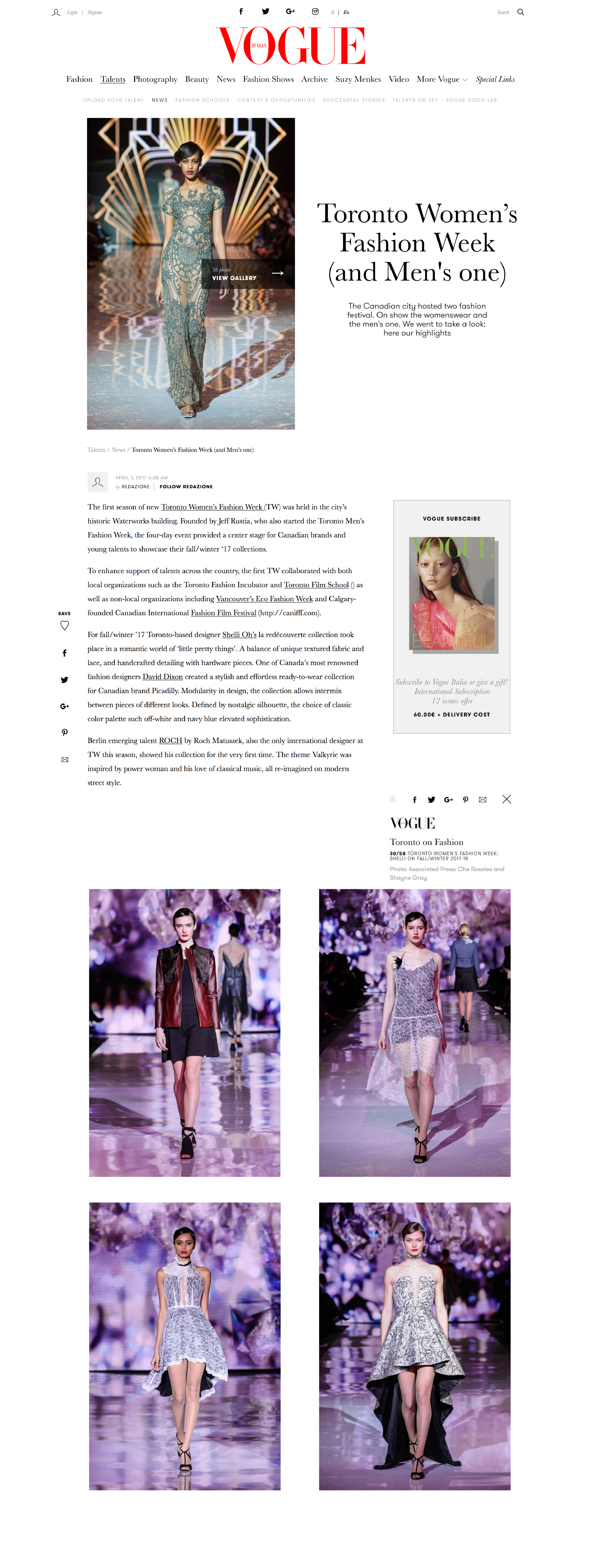 vogue italia magazine, 7-april 2017