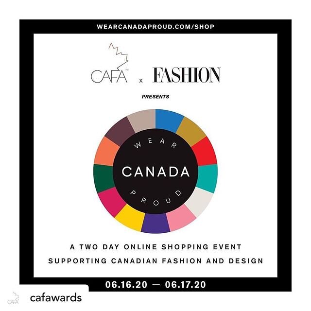 so excited to be a part of this fabulous shopping event alongside so many exceptional canadian designers!
Posted @withregram &bull; @cafawards Join us on June 16th and 17th for the #WearCanadaProud online shopping event!

CAFA and @fashioncanada have