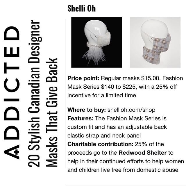 so happy to be included in this round up of canadian designers in @weraddictedmag that are making masks and giving back. . . .

#luxuryfashion #inittogether #covid_19 #peoplehelpingpeople #fashionmasks #luxurymask