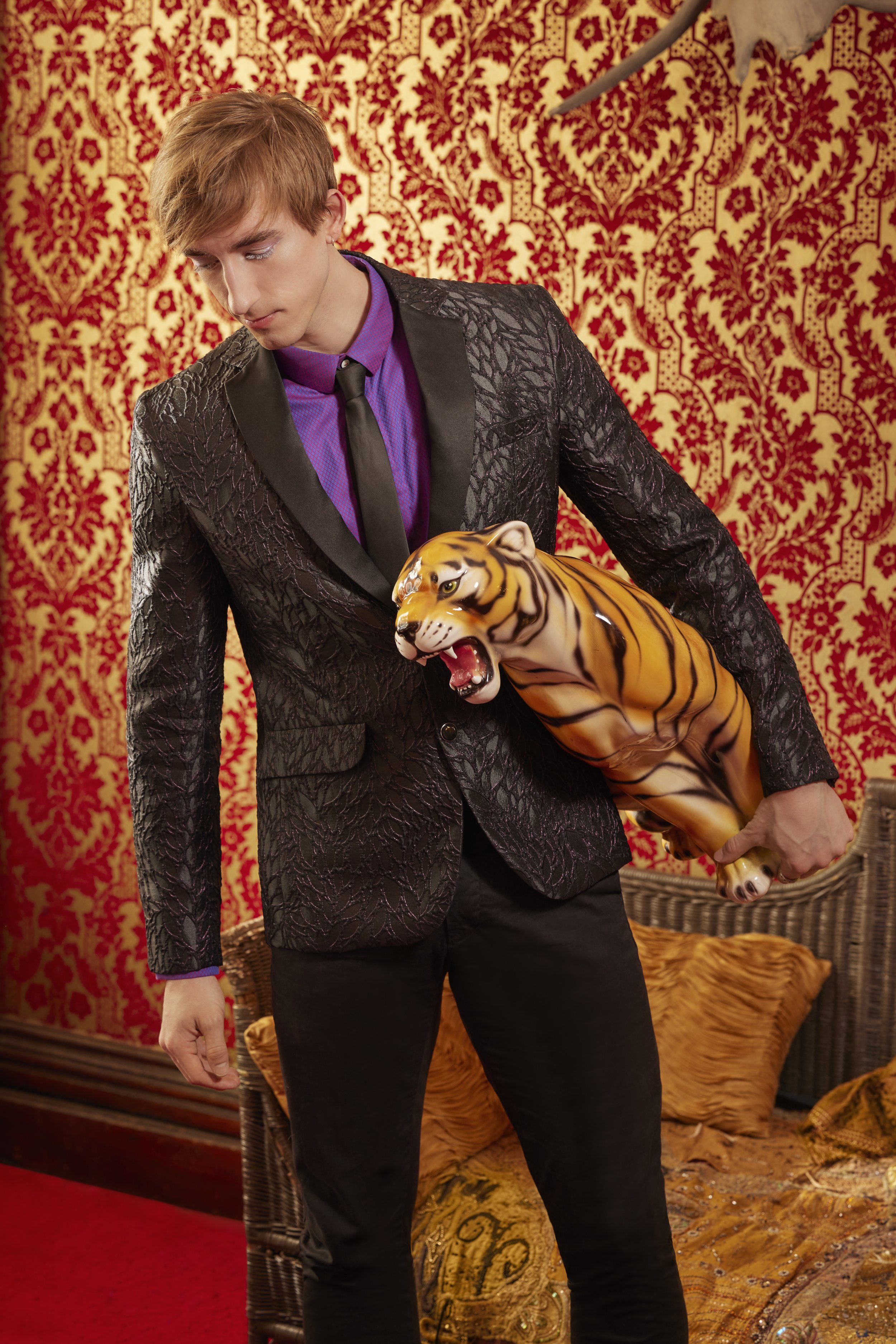 embossed metallic brocade jacket