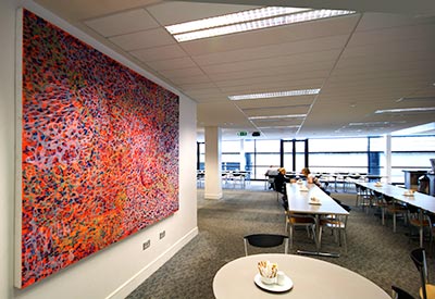 The painting ONEIRO installed at Bank of Ireland’s Economic Headquarters, Mespil Road, Dublin.