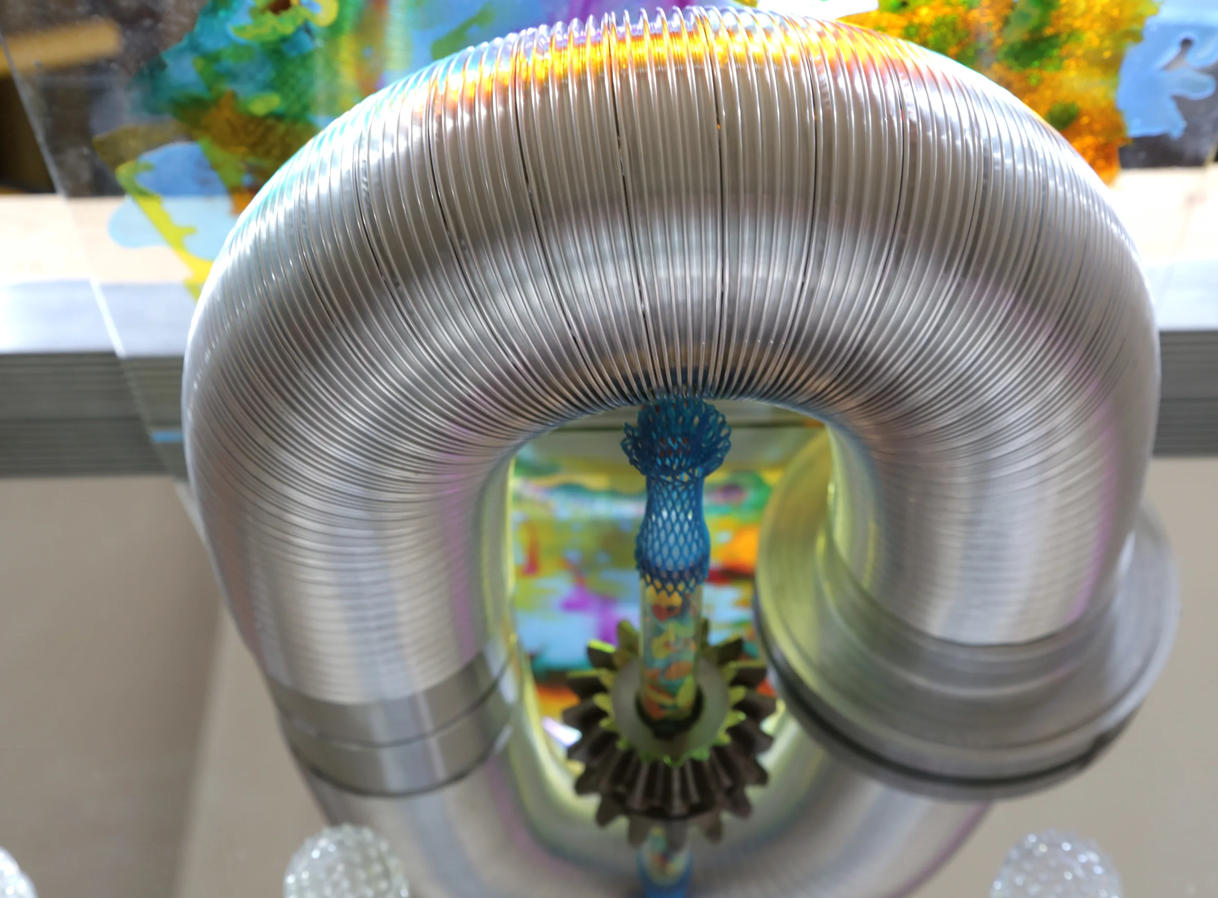  Studio crafted architectural model; corporate foyer concept with aluminium, steel and art glass sculpture. 