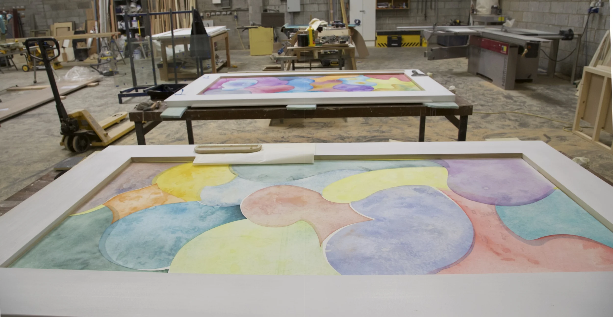 Cork University Maternity Hospitals A+E Admission Rooms. Applying the artworks. October 2015.