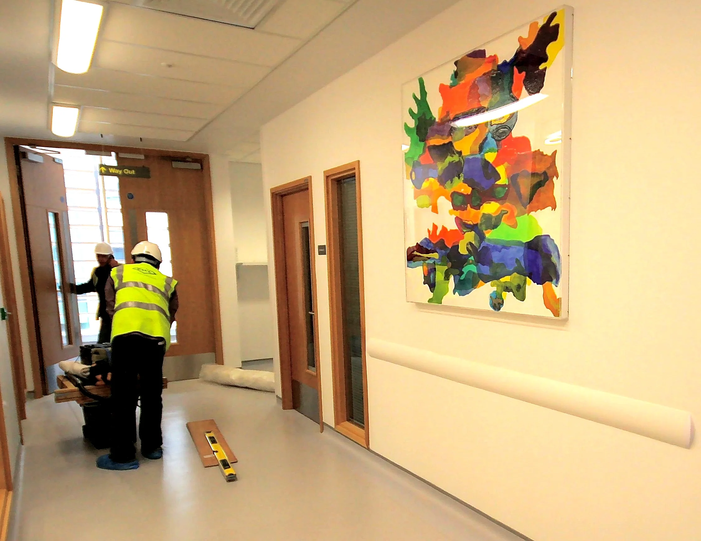 Installation of a commissioned artwork in the New Acute Hospital , Enniskillen, County Fermanagh, designed by Anshel & Allen Architects. May 2012.