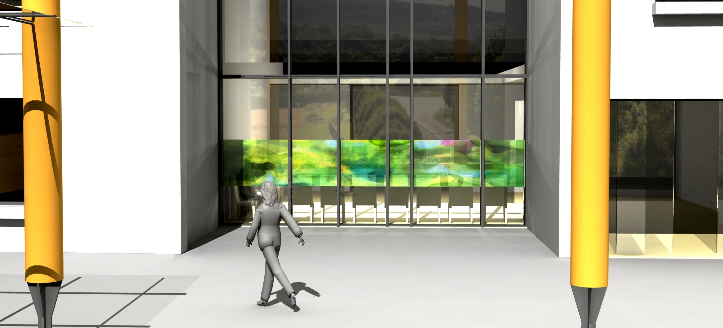 Art glass design proposal for New Acute Hospital , Enniskillen, County Fermanagh, designed by Anshel & Allen Architects. 2011.