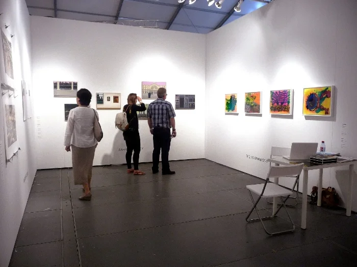 Four artworks on glass at Dublins, Peppercannister Gallery Booth at SCOPE, ART BASEL, 2012.