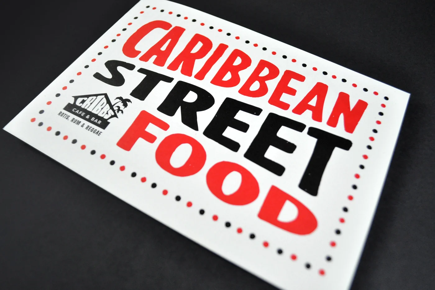 The initial phase of the project was to create menus and promotional material to announce the opening of the cafe. Inspired by hand painted Caribbean signage the design features a variety of illustrated typography and patterns. Designed whilst at A-Side Studio.