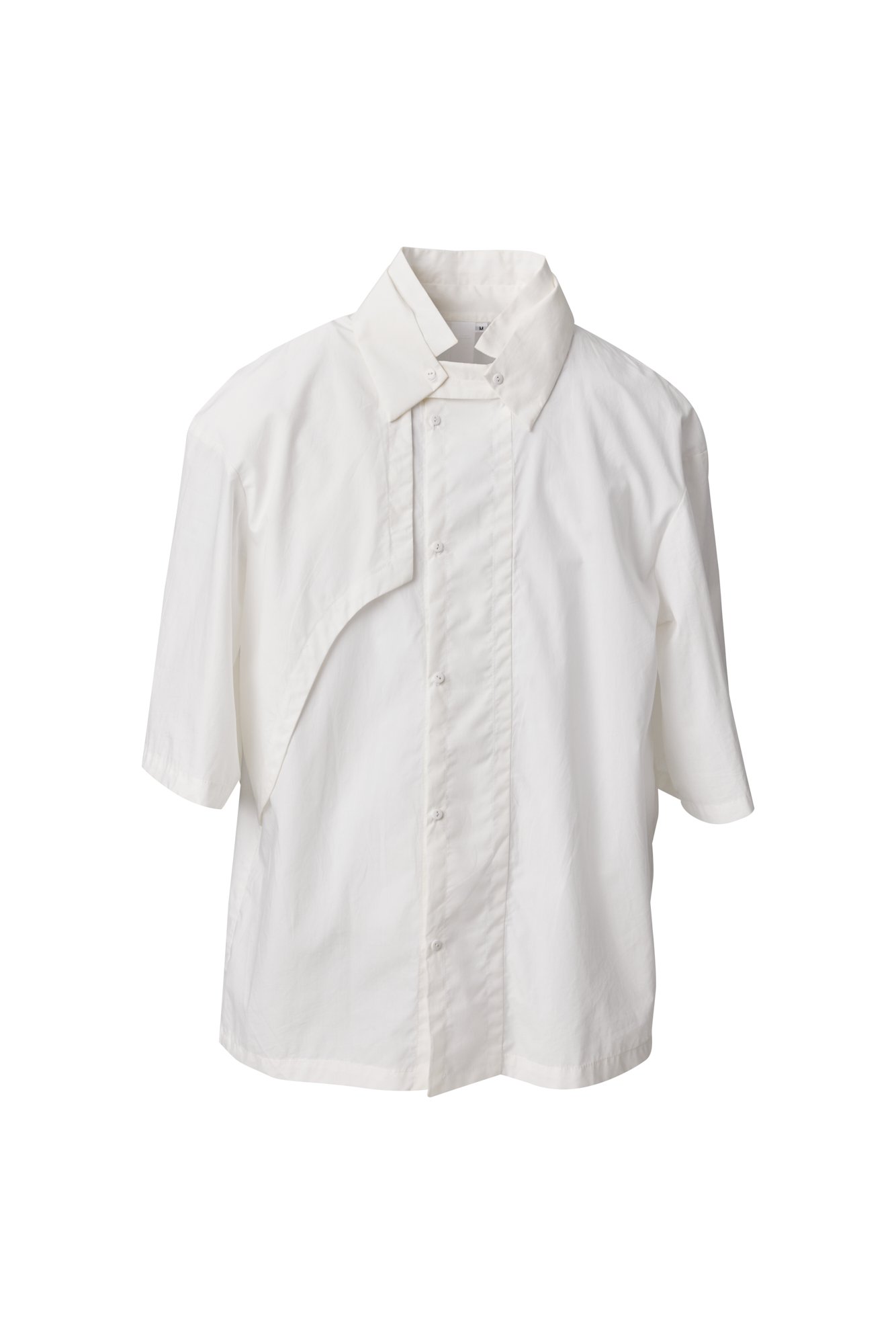 INFDARK Structured Stand-Collar Short Sleeve Shirt  White (13).jpg
