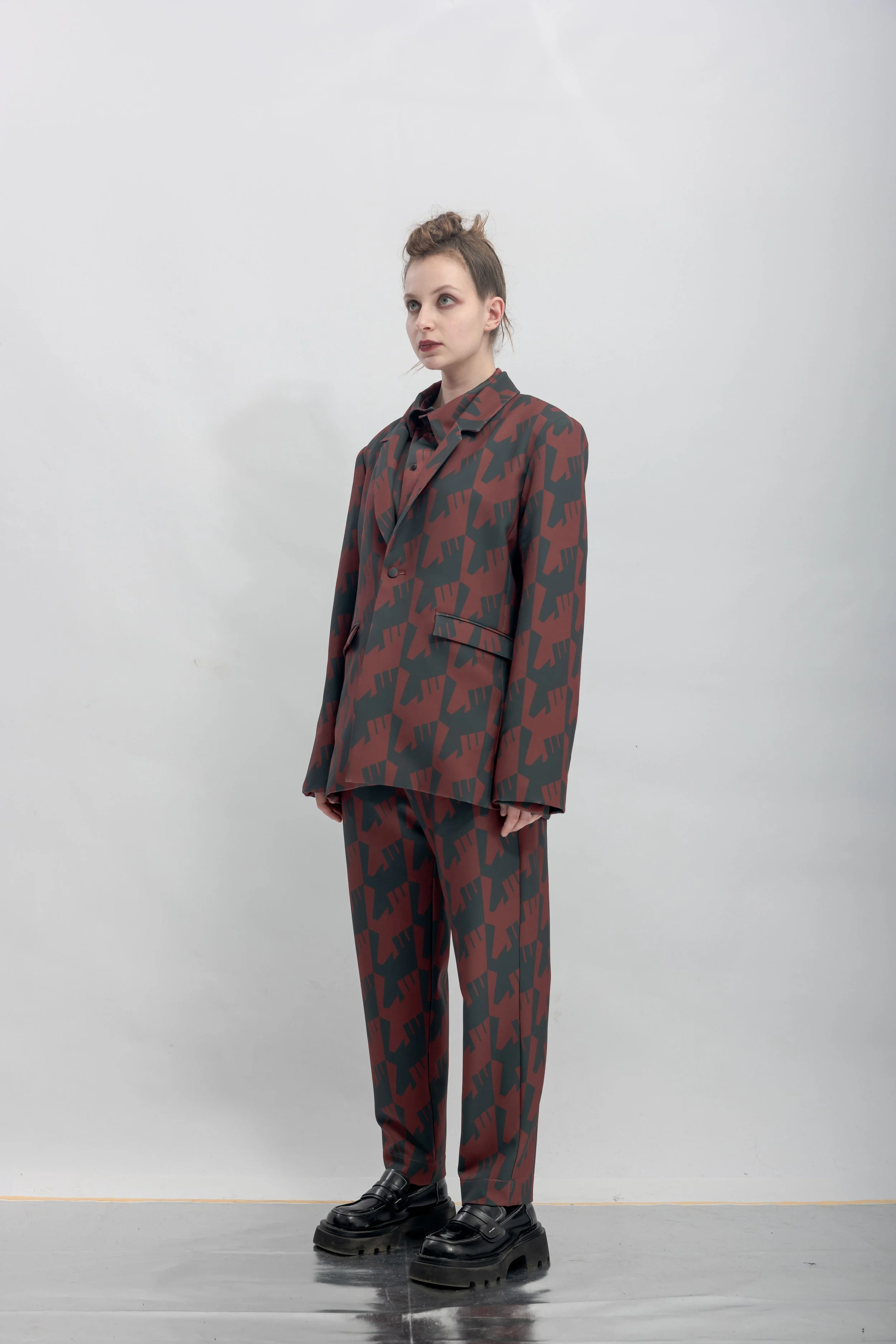 INF Raven Houndstooth Print Blazer  Blazing Red (12).jpg