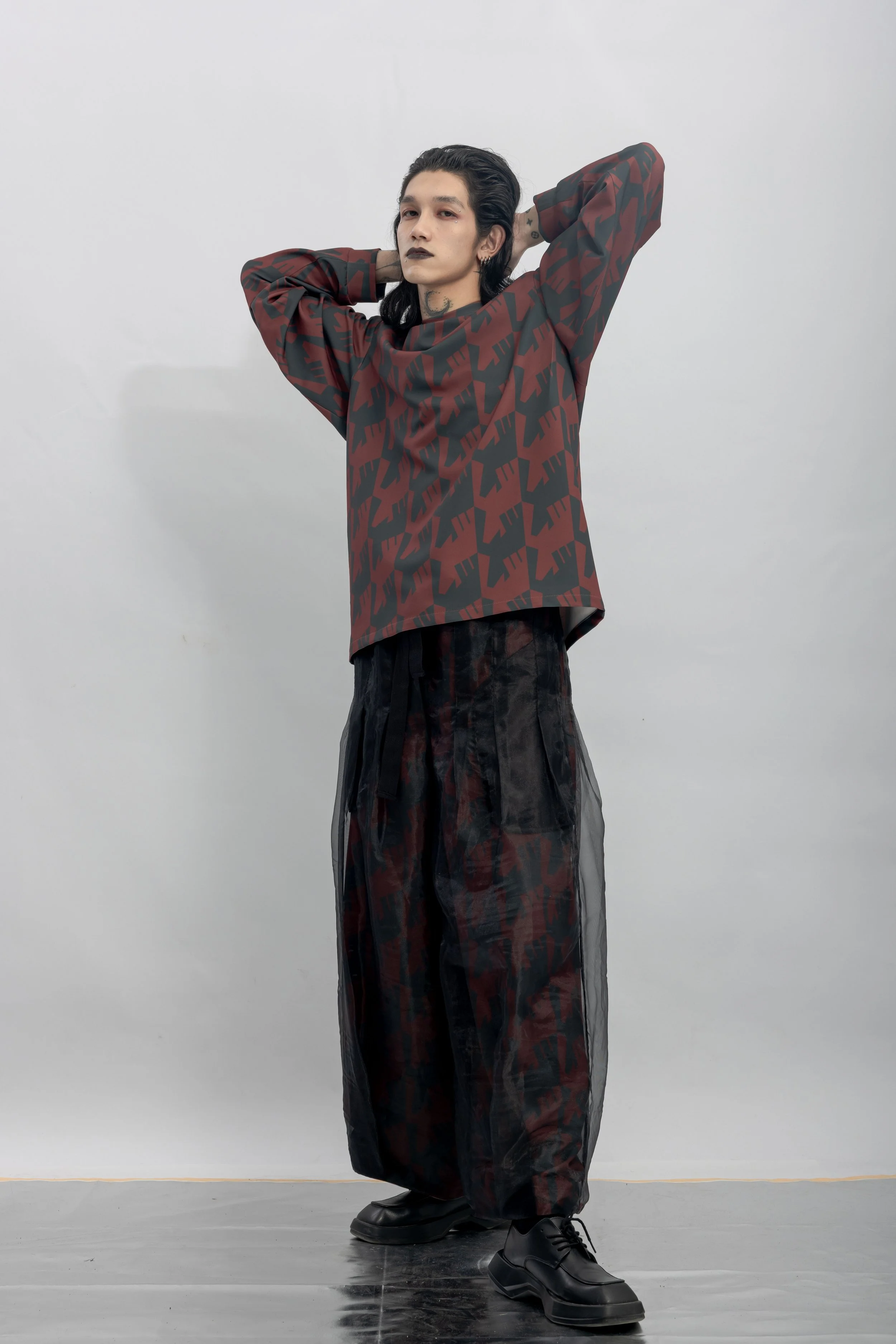 INF Raven Houndstooth Print Sweatshirt  Blazing Red (16).jpg