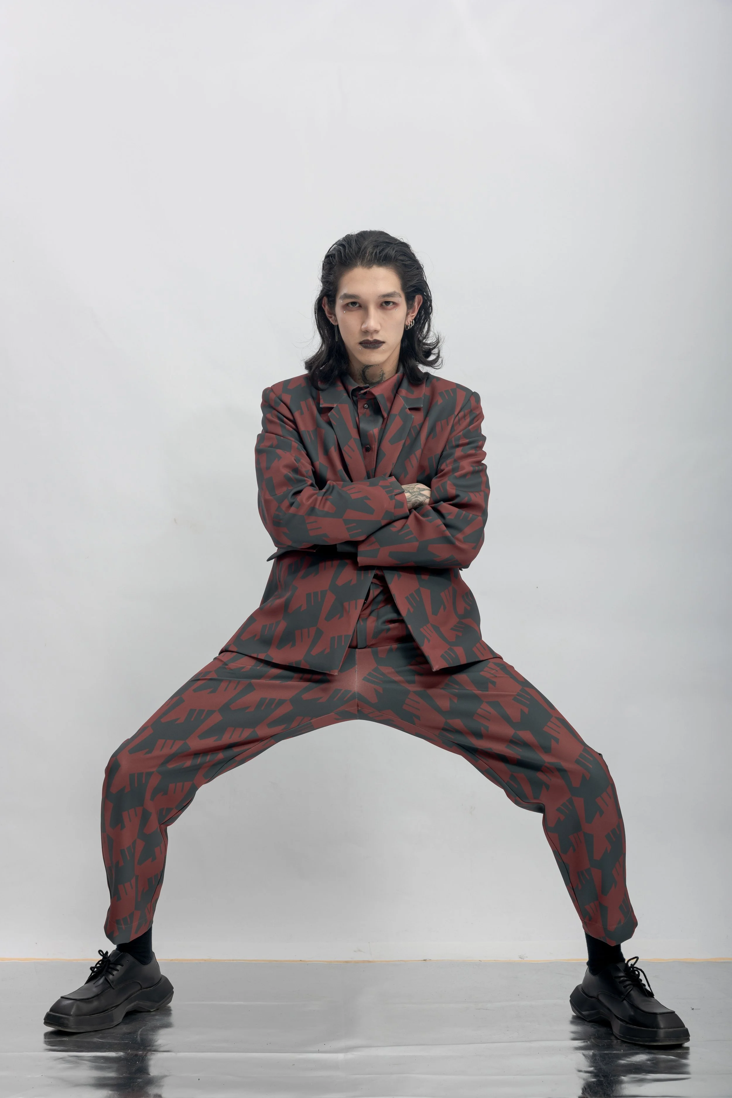 INF Raven Houndstooth Print Blazer  Blazing Red (22).jpg