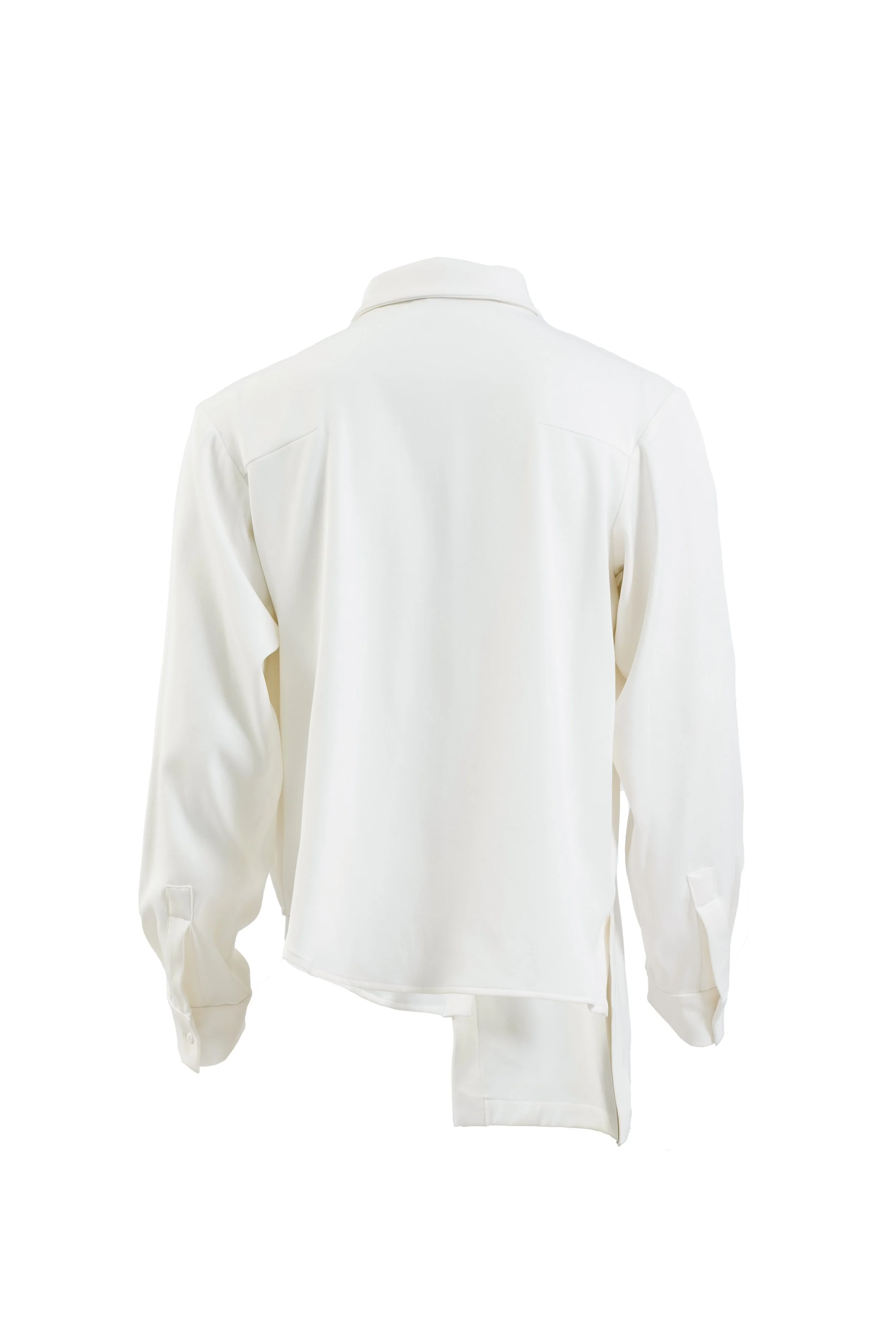 INF  Integrated Placket Collar with Asymmetric Flap Top  White Integrated Placket Collar with Asymmetric Flap Top  White (4).jpg