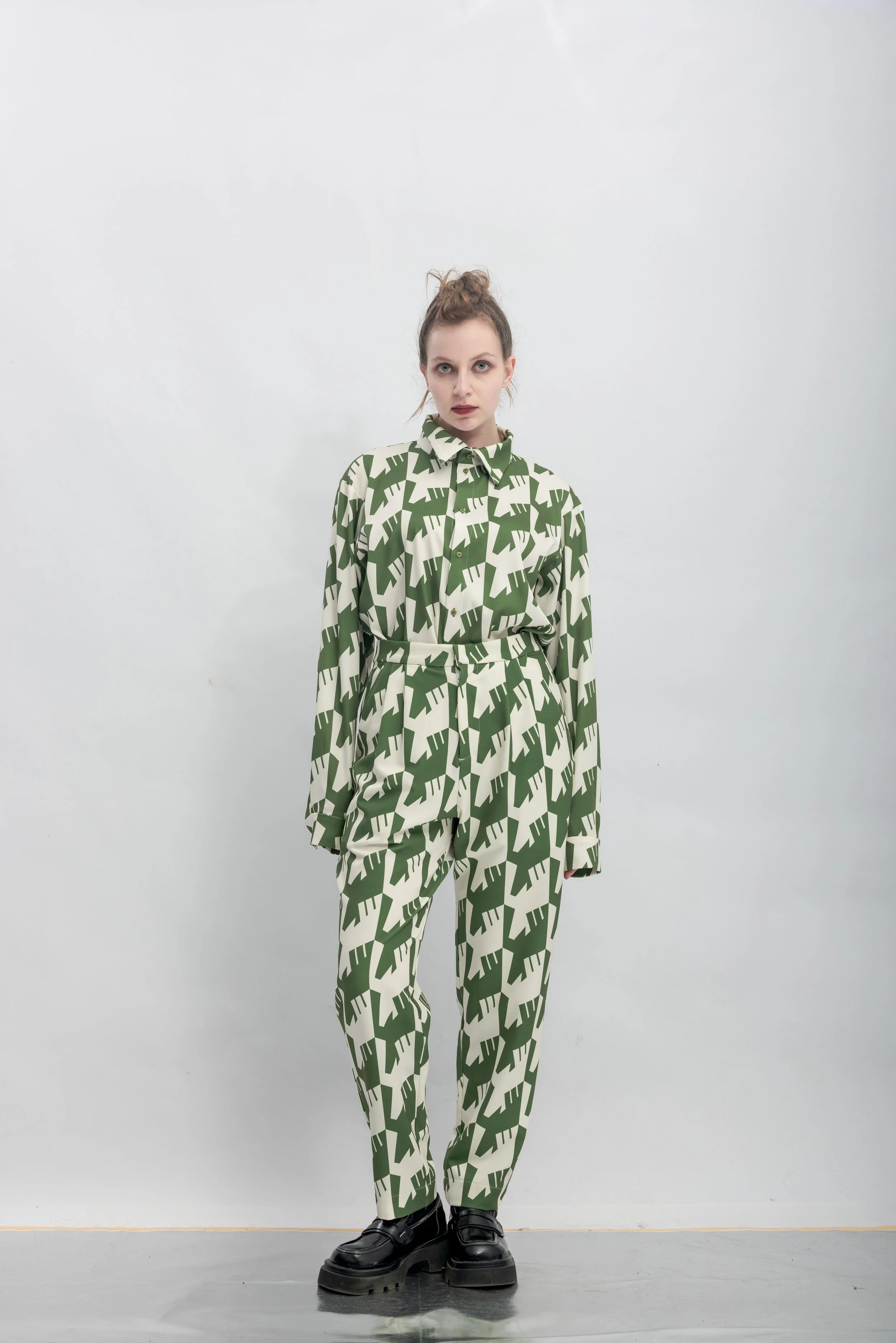 INF Raven Houndstooth Print Suit Pants  Olive Green (16).jpg