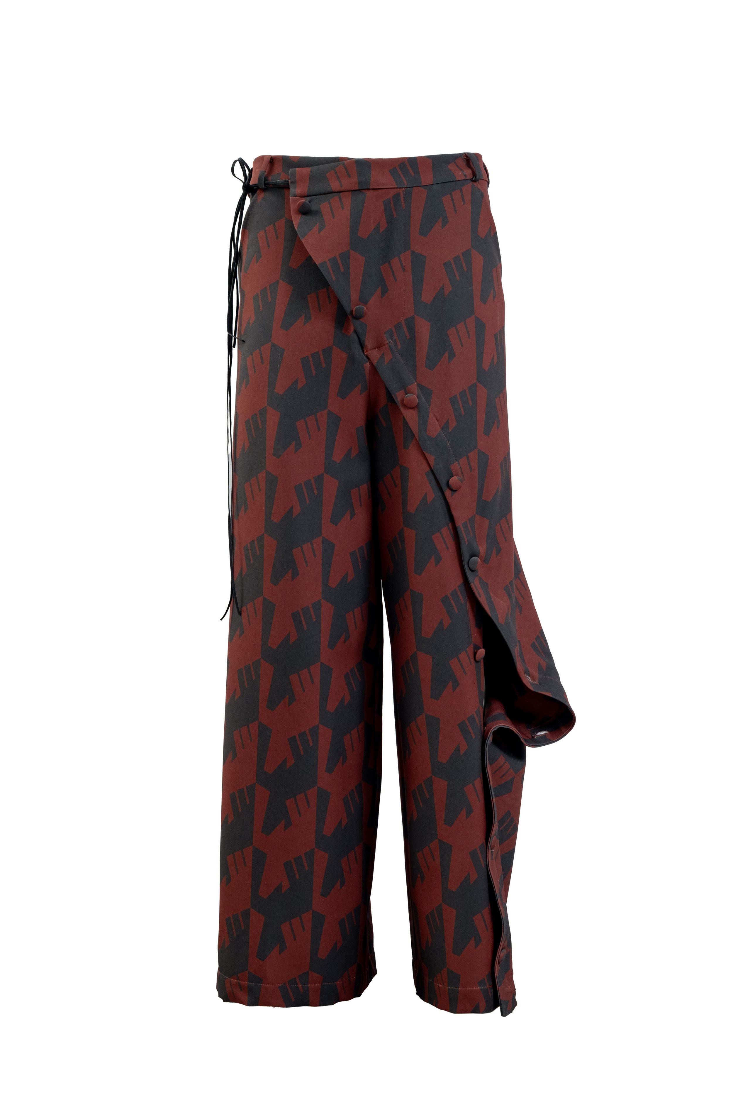 INF Asymmetric Single-Leg Slit Tie Printed Wide Pants  Blazing Red (2).jpg