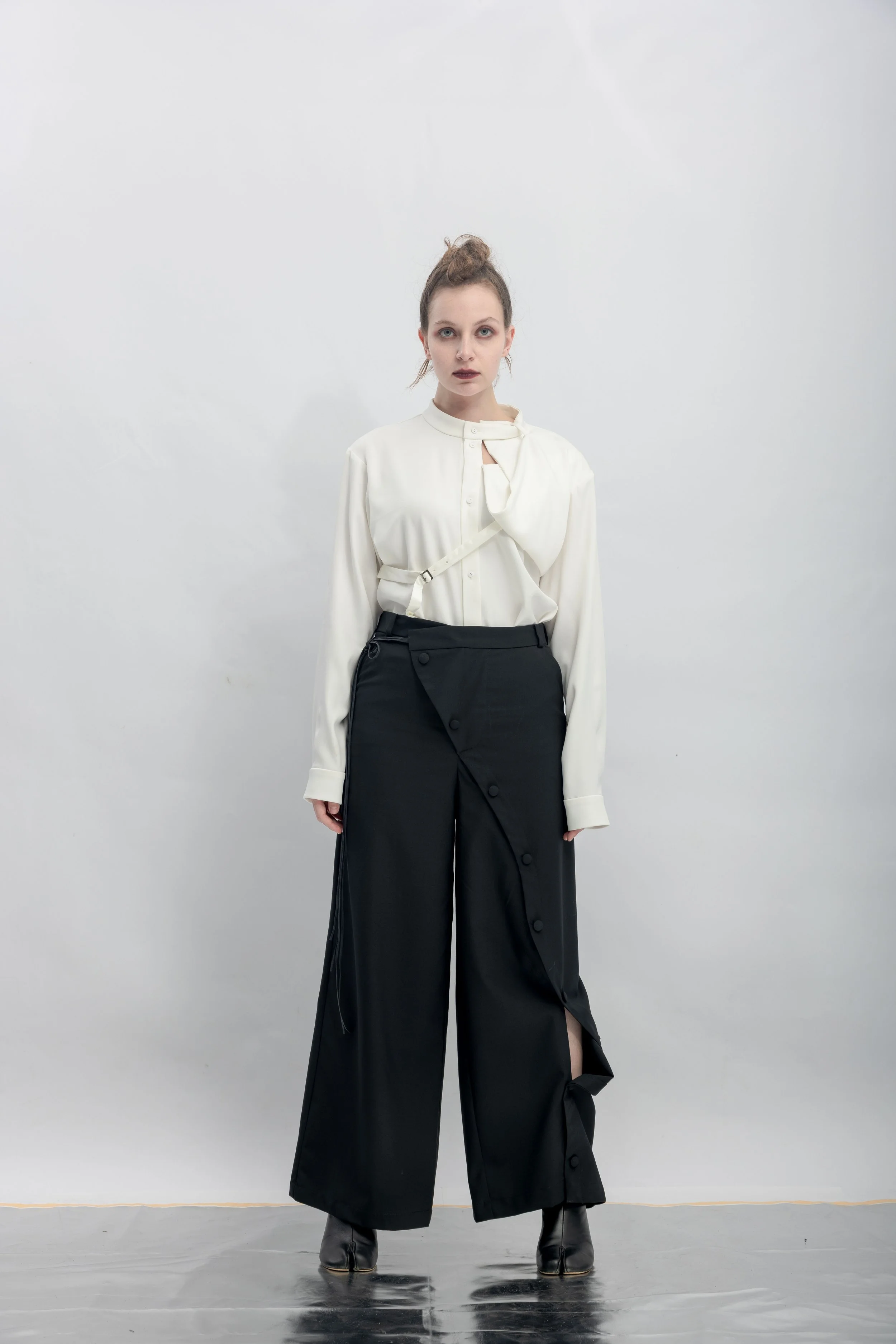 INF Asymmetric Single-Leg Slit Tie Wide Pants  Black (12).jpg