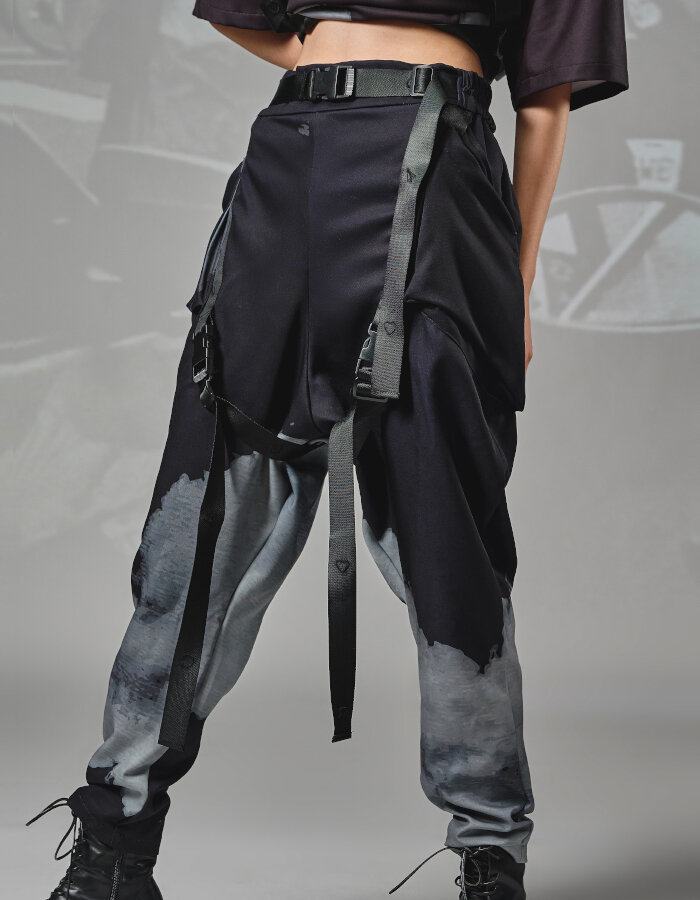 Quite banana Scottish Strap Style Low Crotch Pants(Line Cloud) — INF - Garment for the rebels,  sociopaths, kinkies. Madly tailored by an obsessive and compulsive designer