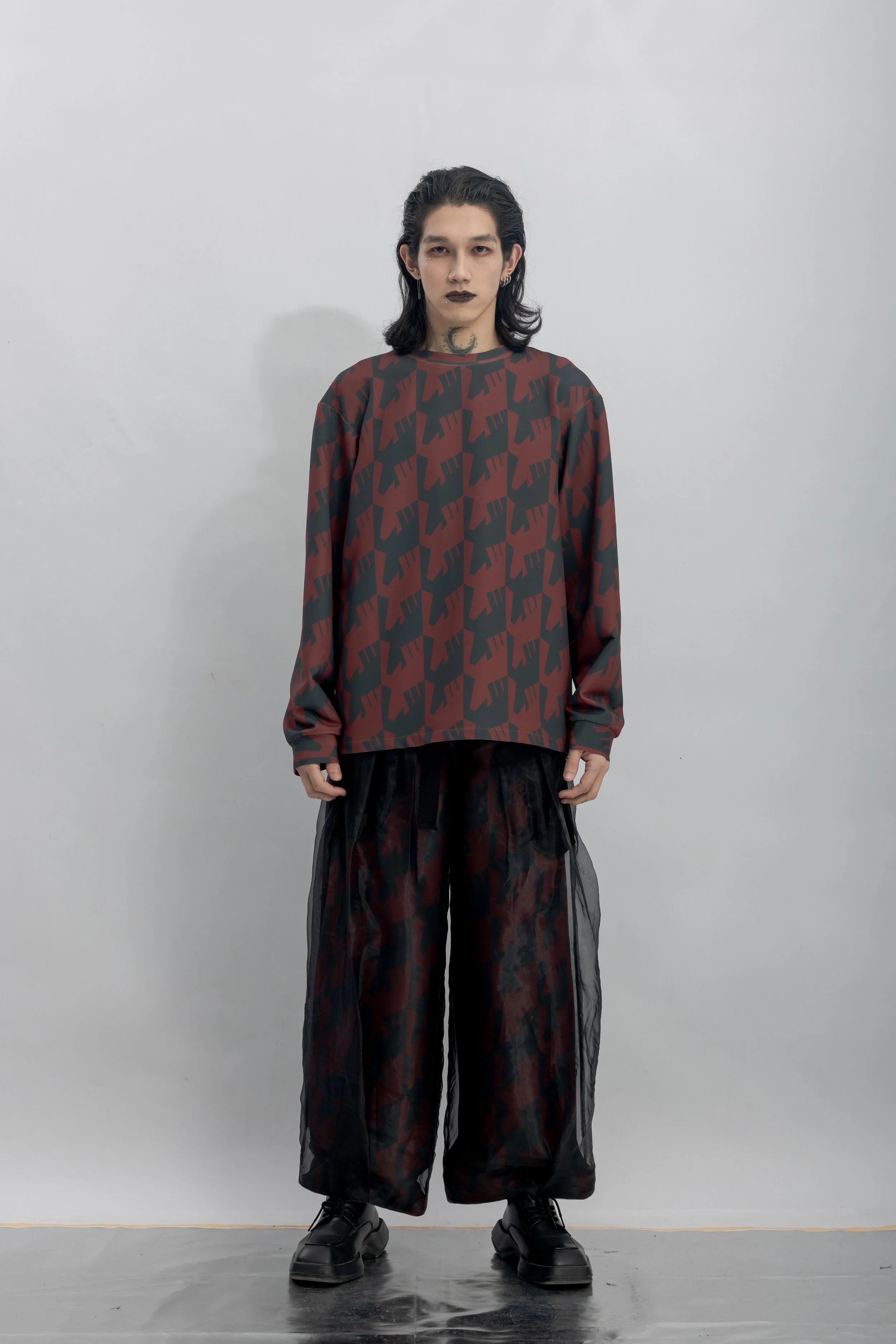 INF Raven Houndstooth Print Sweatshirt  Blazing Red (10).jpg