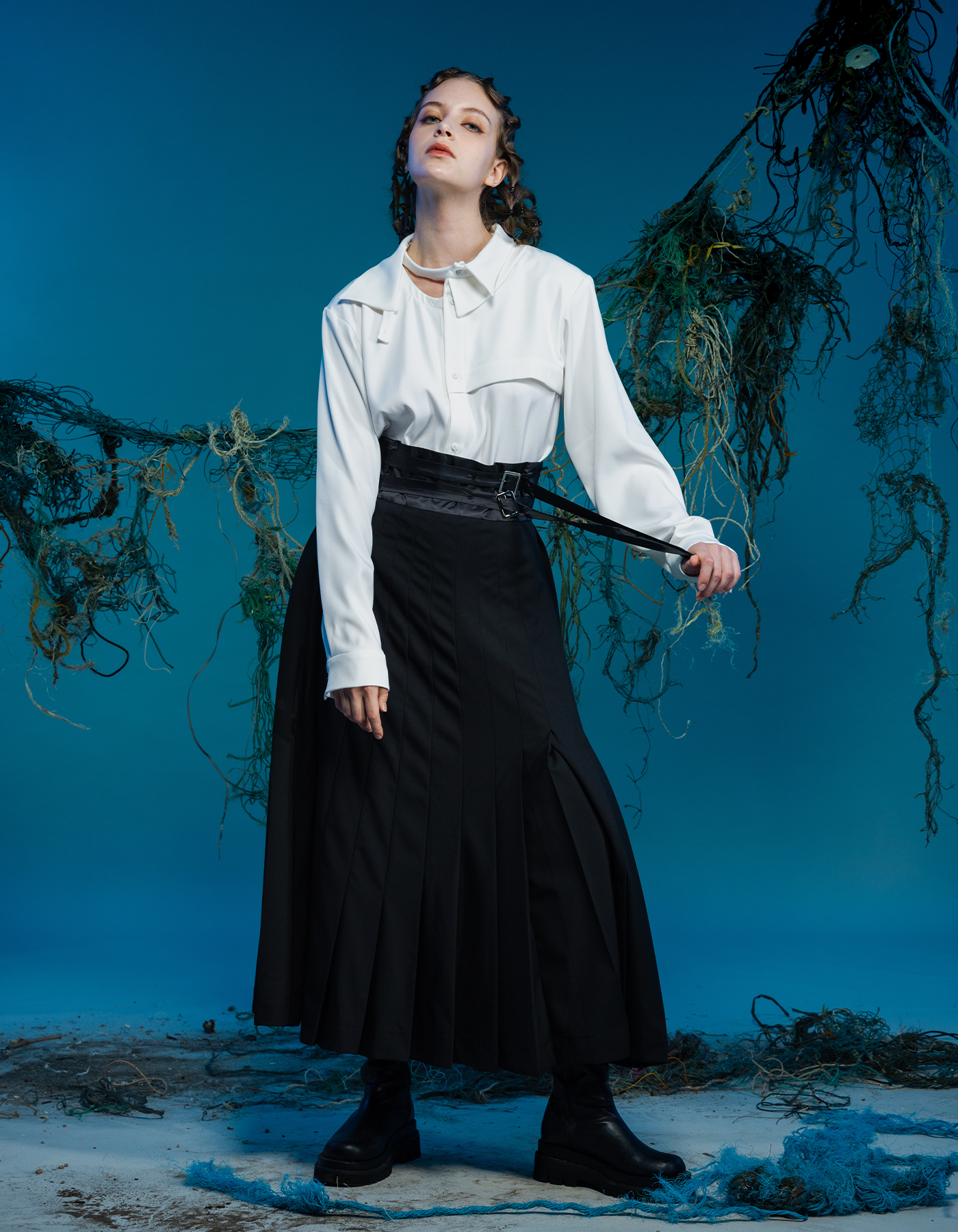 INF Ocean Wave Pleated A-line Long Skirt — INF - Garment for the