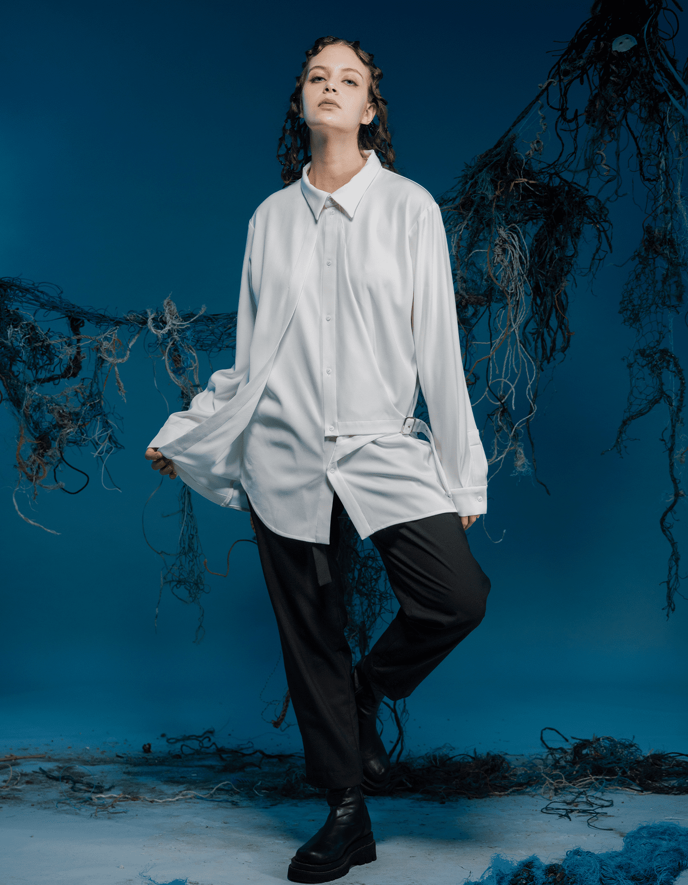 asymmetrical dress shirt Striped Asymmetrical Button Up