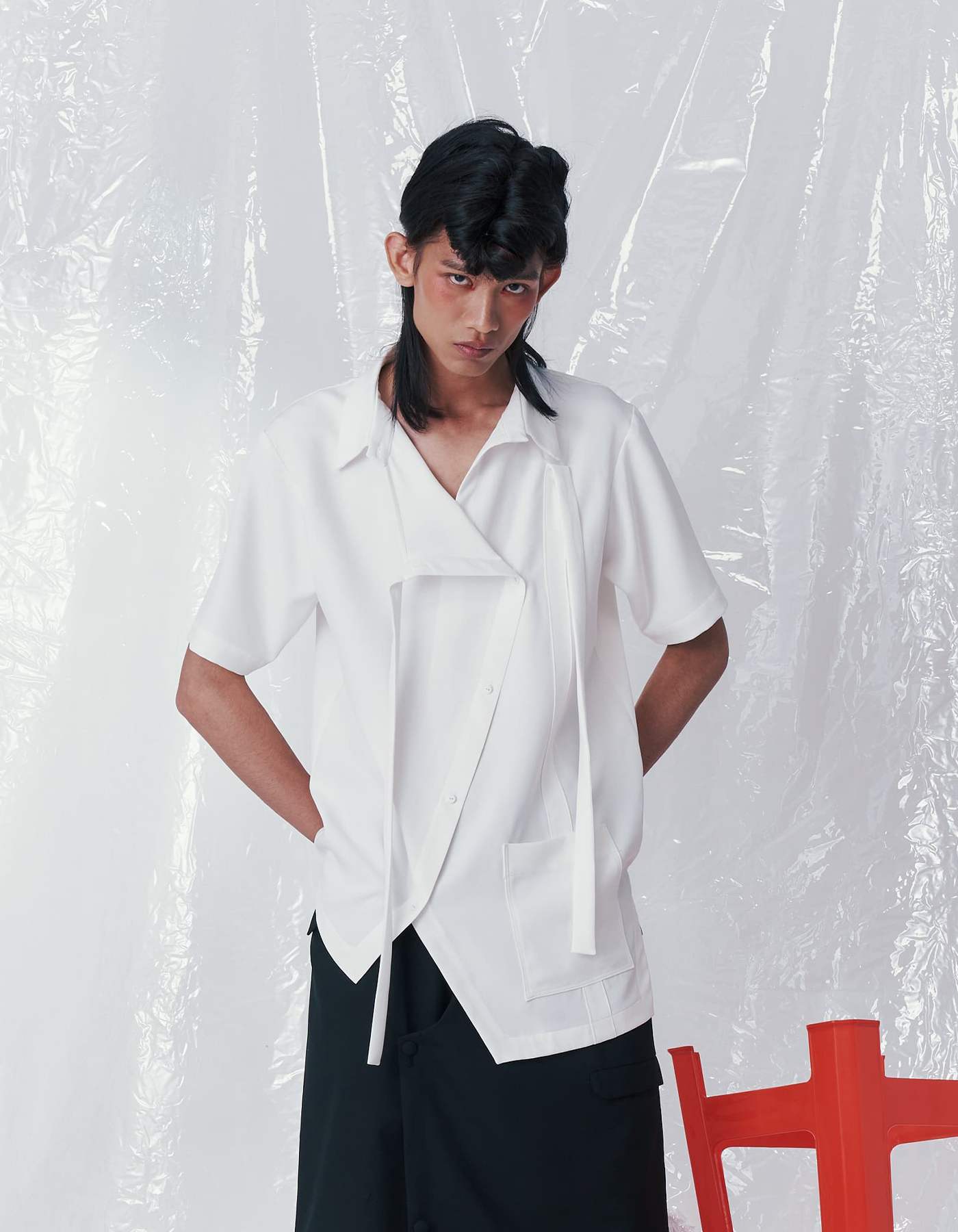 INF 24SS Deconstructed Asymmetrical Collar Shirt — INF - Garment 