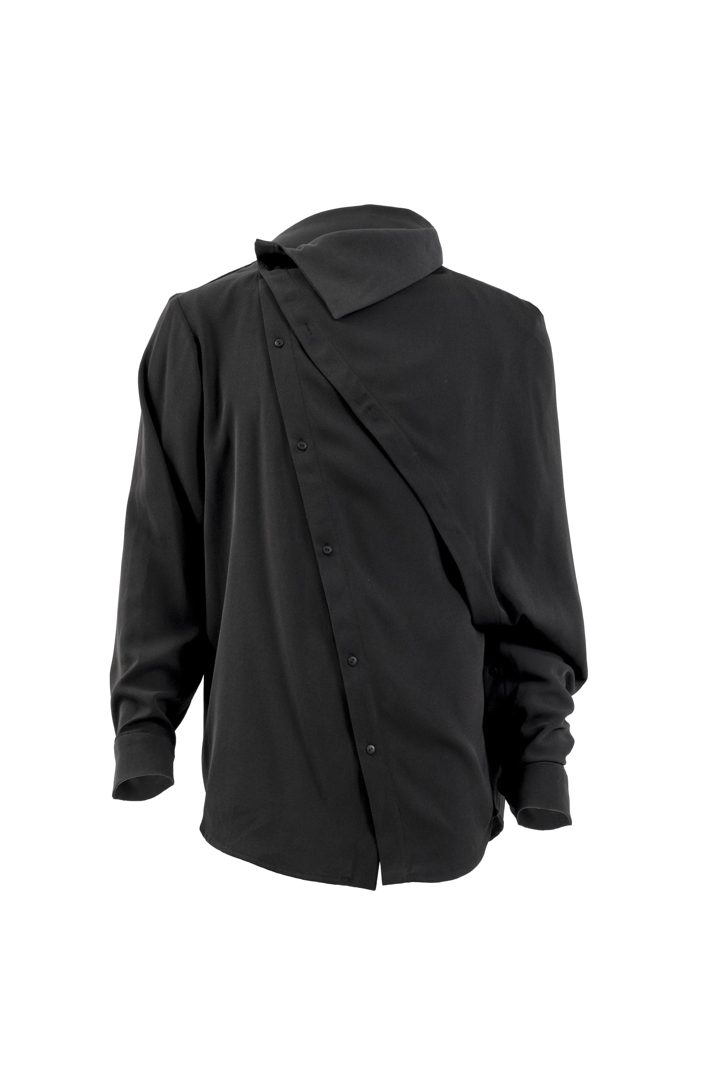 INF Deconstructed Placket with Integrated Sleeve Shirt  Black (2).jpg