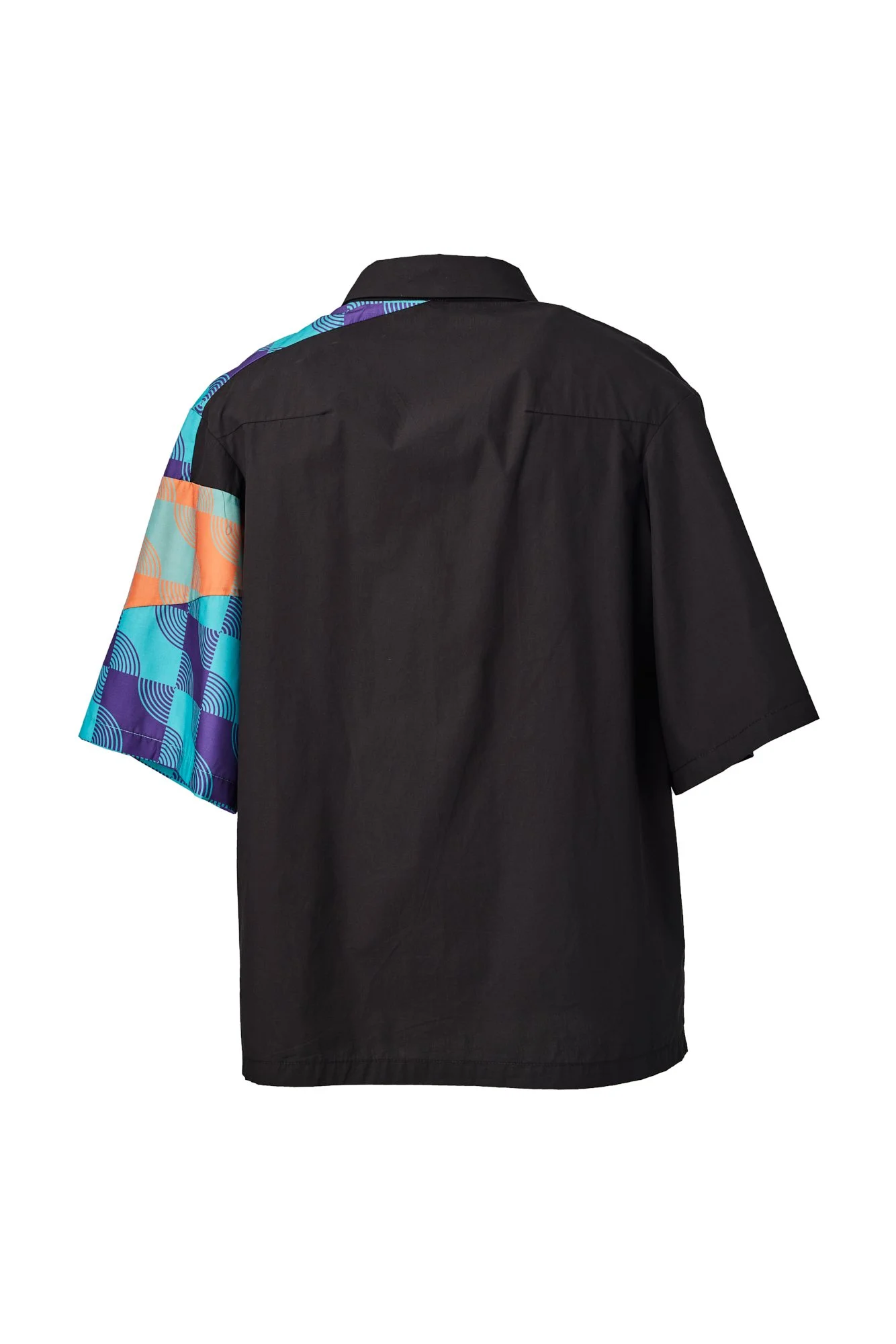 INFDARK Geometric Sleeve Patchwork Short Sleeve Shirt (15).jpg