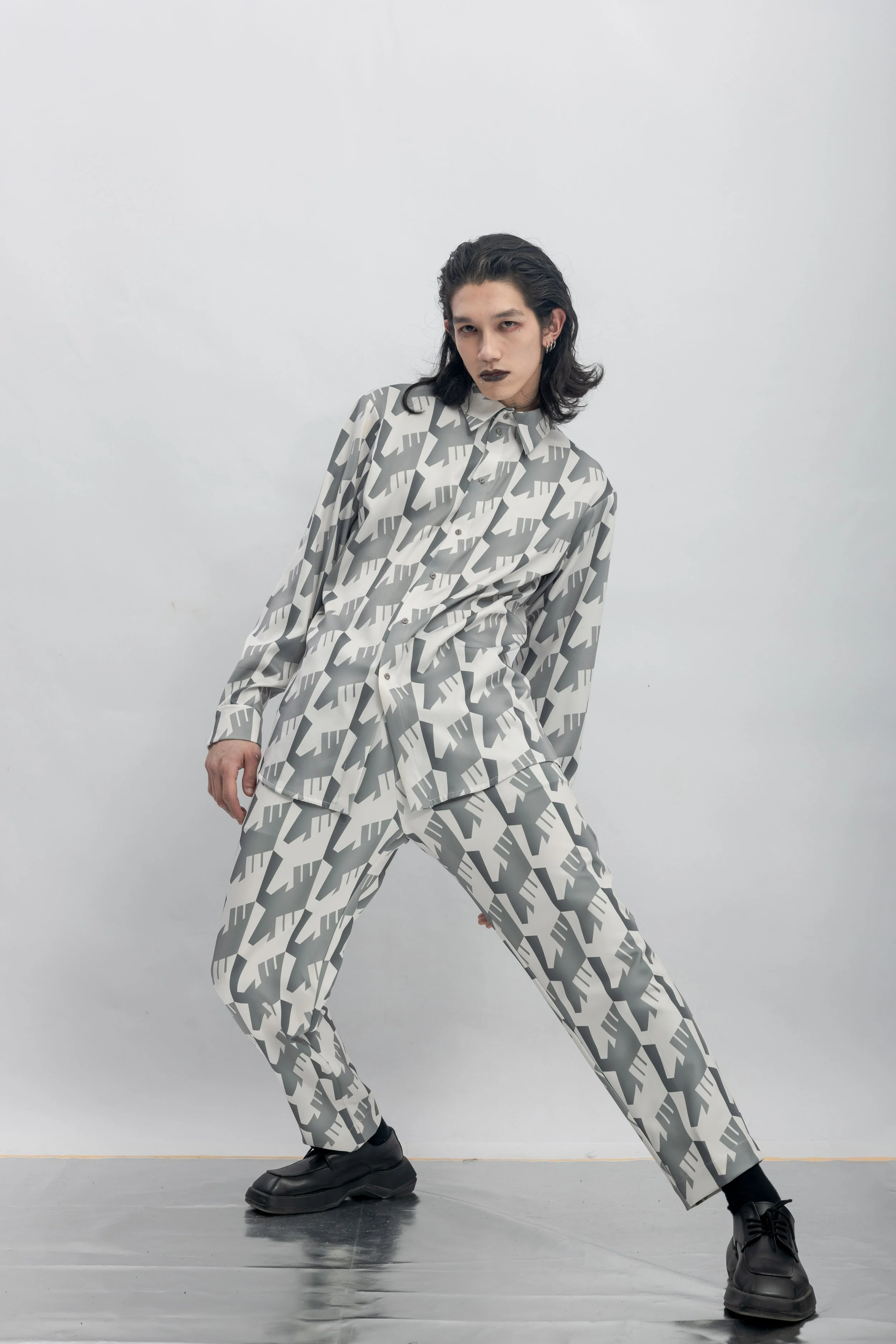 INF Raven Houndstooth Print Shirt  Silent Gray (10).jpg