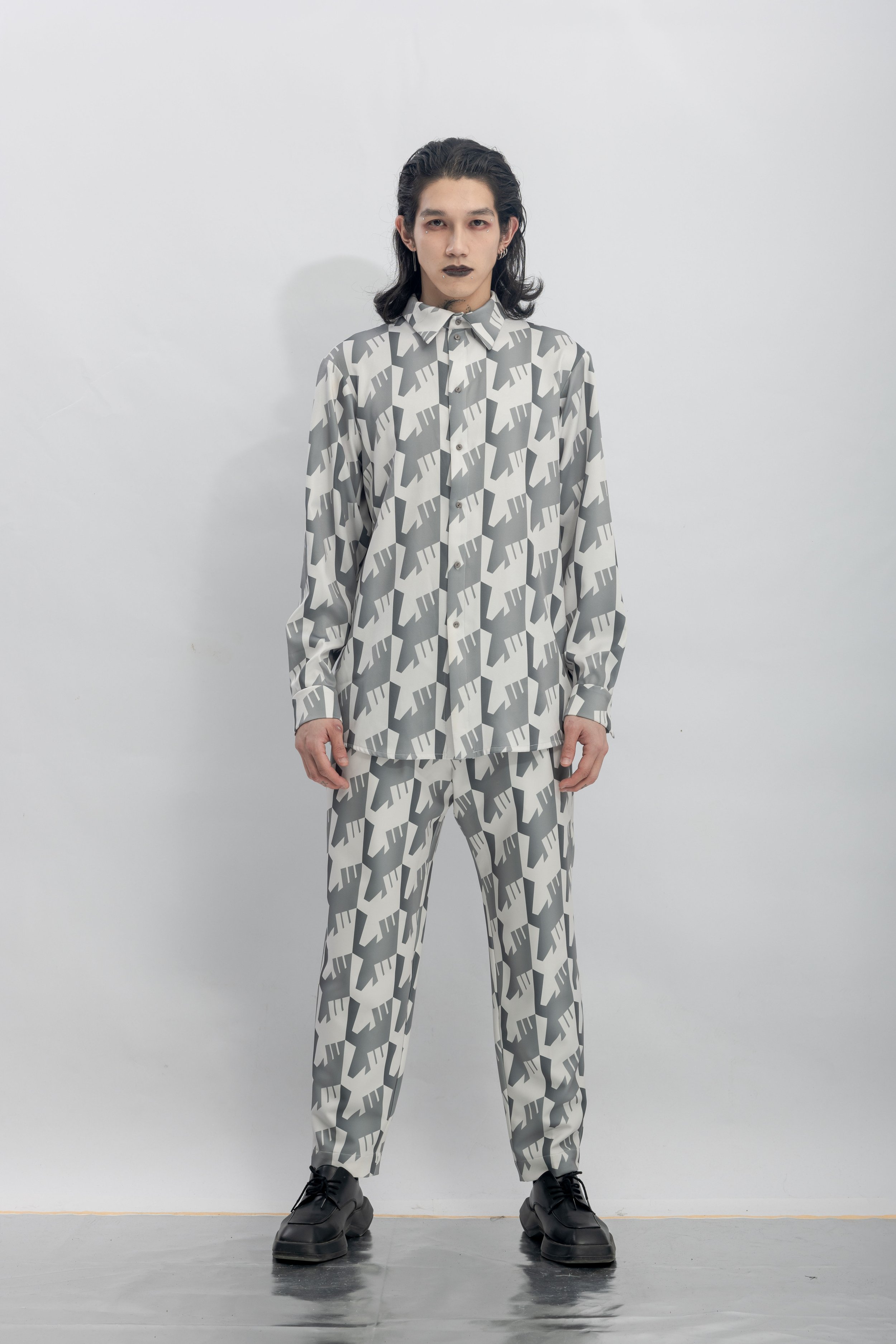 INF Raven Houndstooth Print Shirt  Silent Gray (5).jpg
