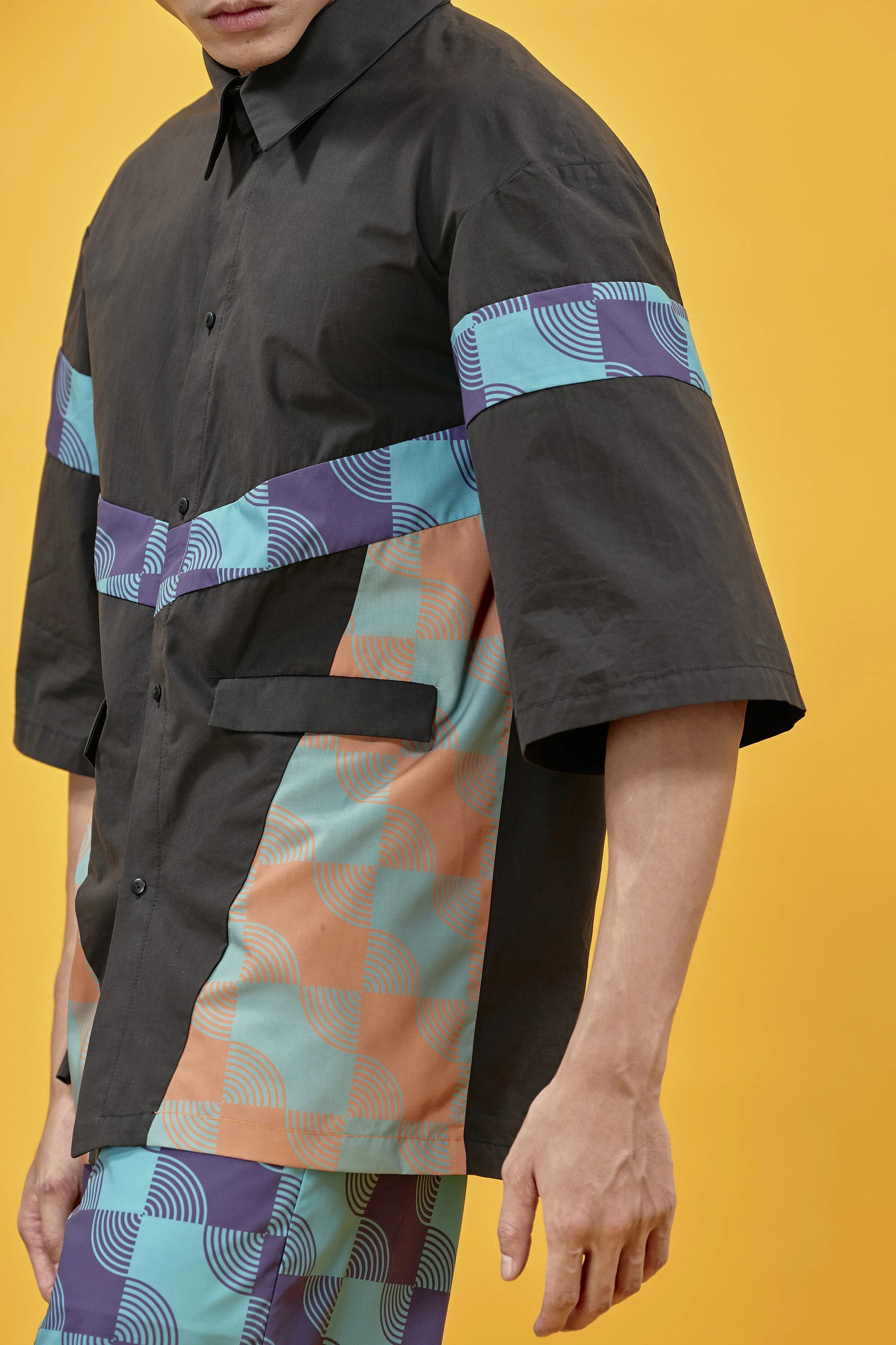 INFDARK Geometric Patchwork Short Sleeve Shirt (1).jpg