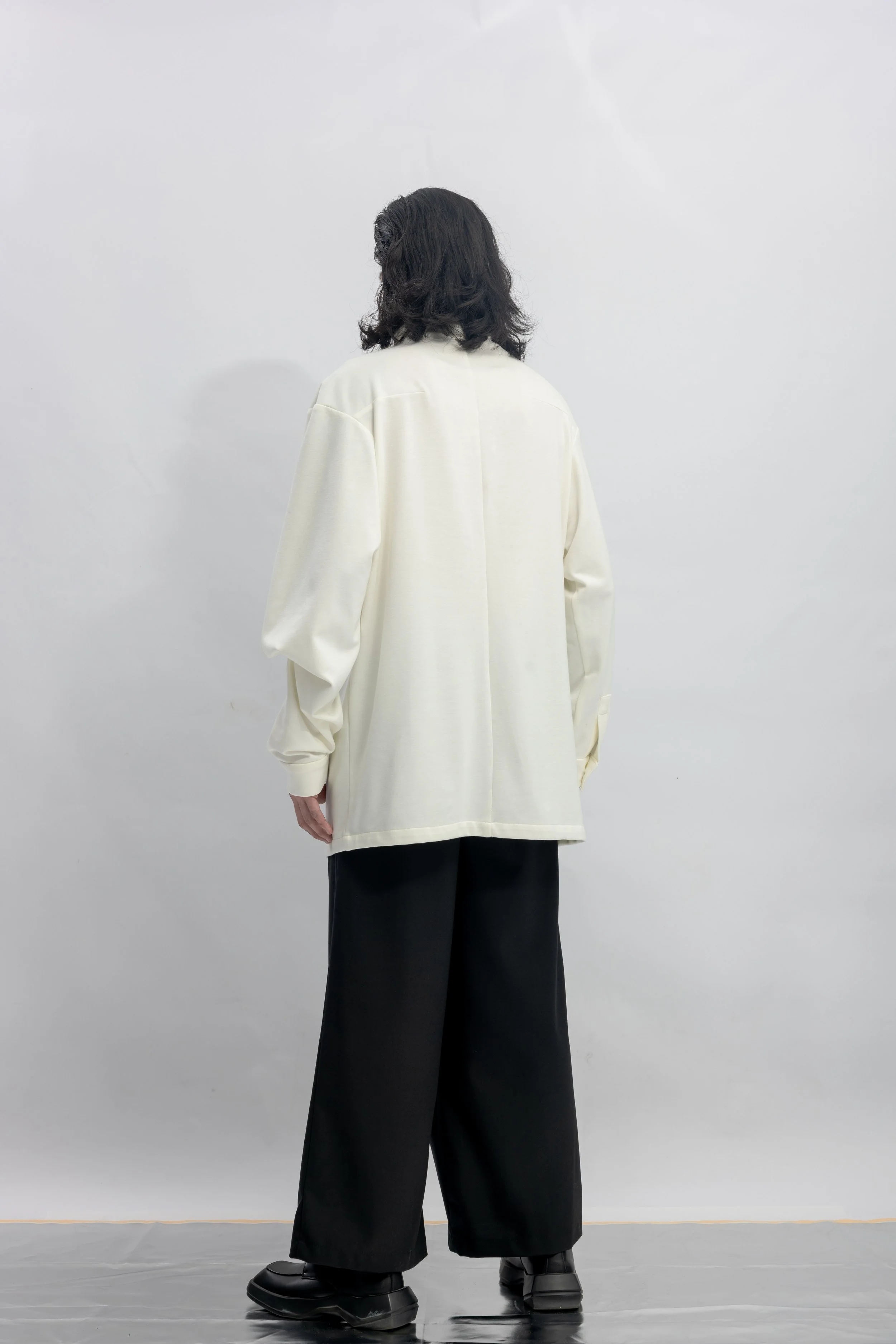 INF  Deconstructed One-Sleeve Stand Collar Top  White (9).jpg