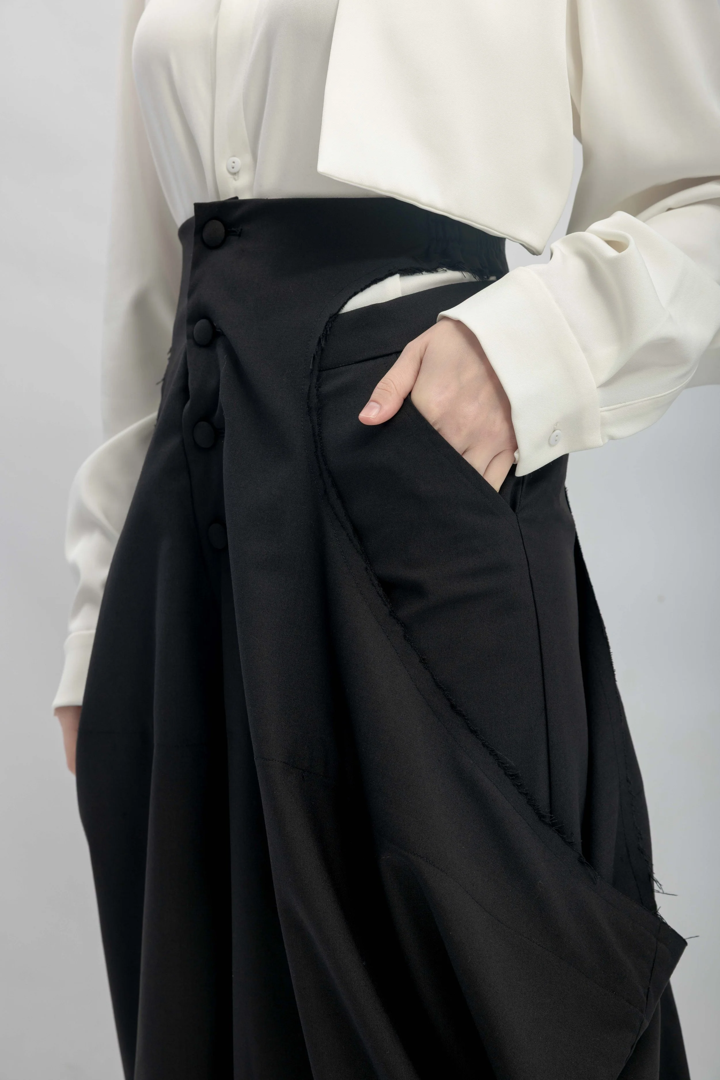 INF Layered Illusion Waist Cutout Draped Wide Pants  Black (7).jpg