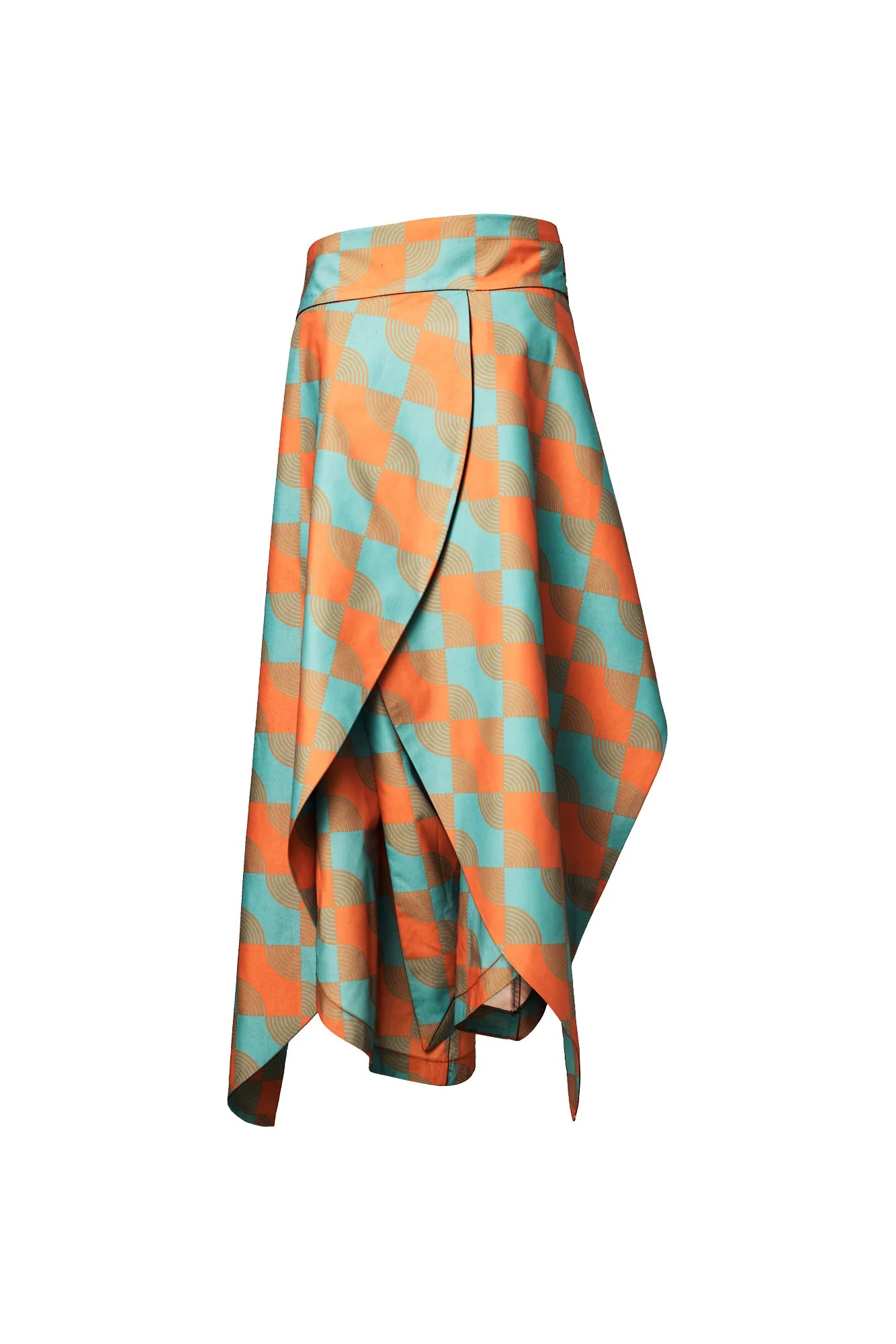 INFDARK Asymmetric Printed Wide Shorts  Orange-Green (20).jpg
