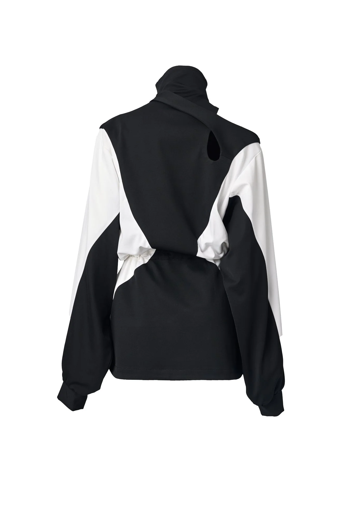 INFDARK Asymmetric Cinched-Waist Jacket  Black-White (13).jpg