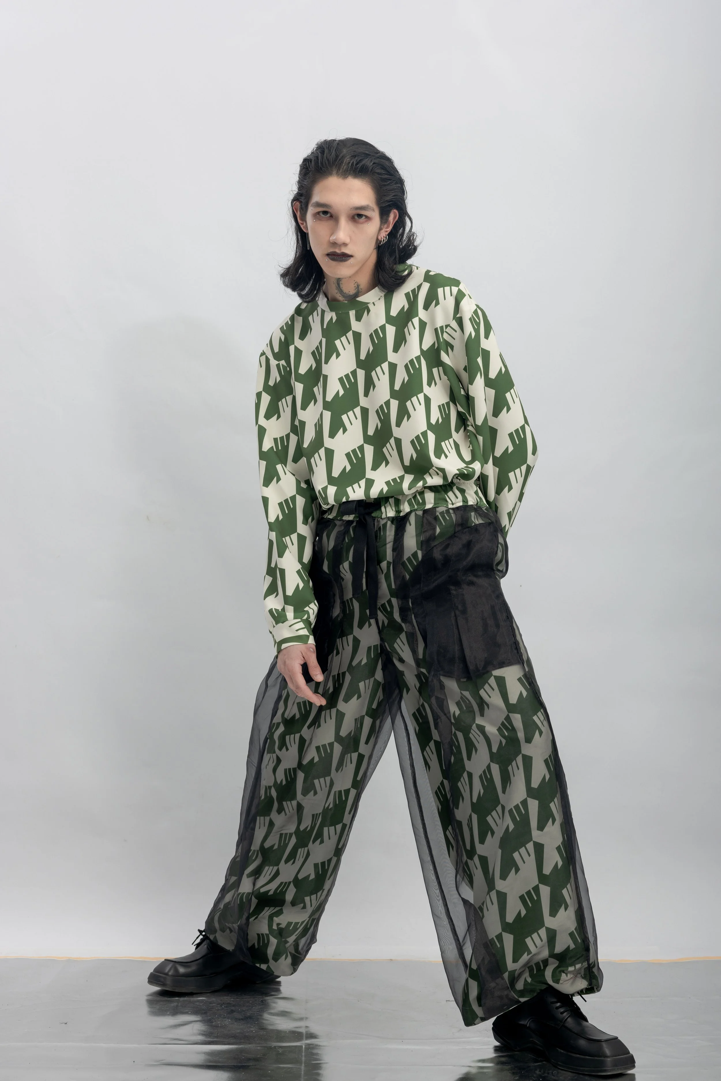 INF  Double-Layer Chiffon Printed Straight Wide Pants  Olive Green (11).jpg