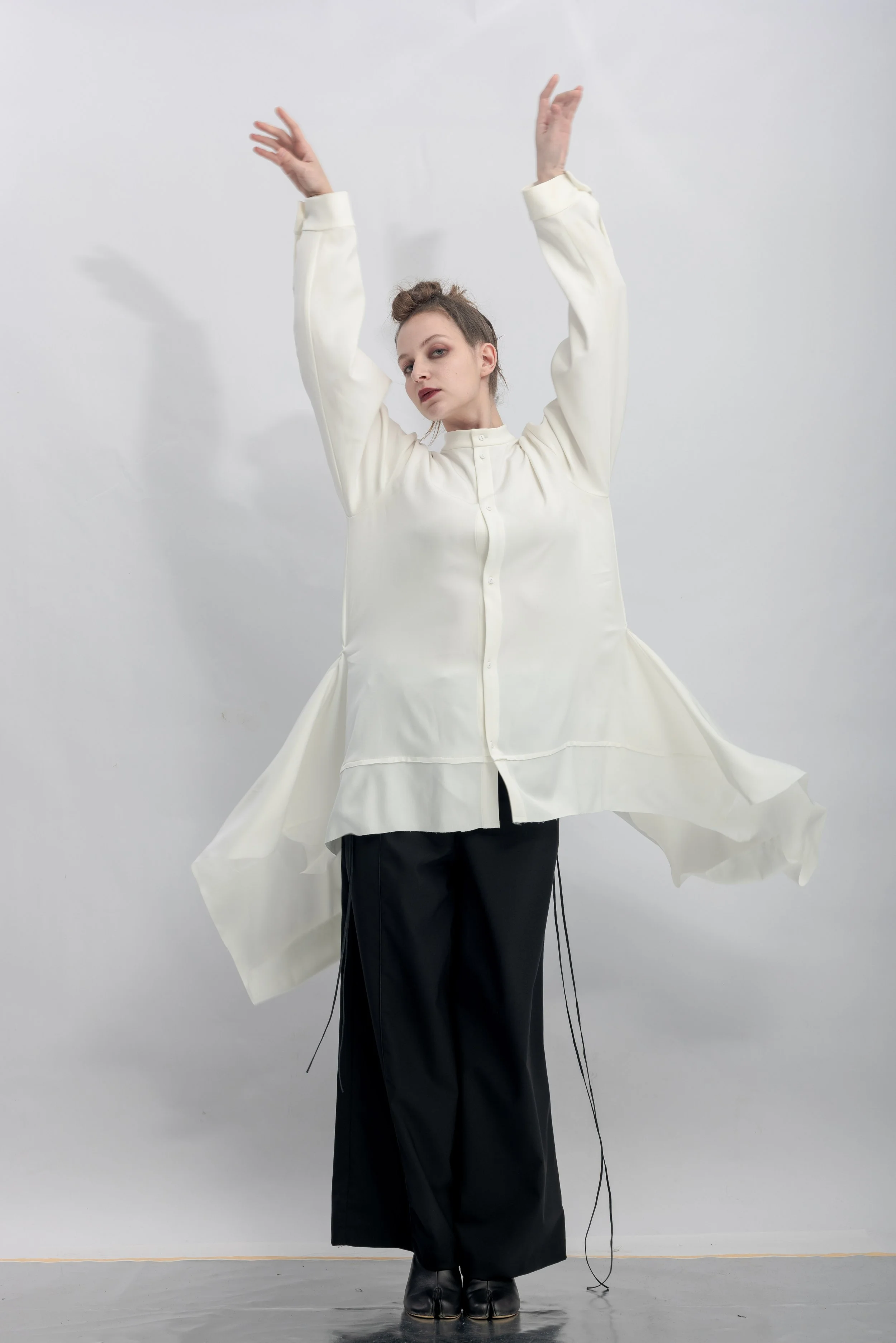 INF Stand Collar Asymmetric Draped Shirt  White (26).jpg
