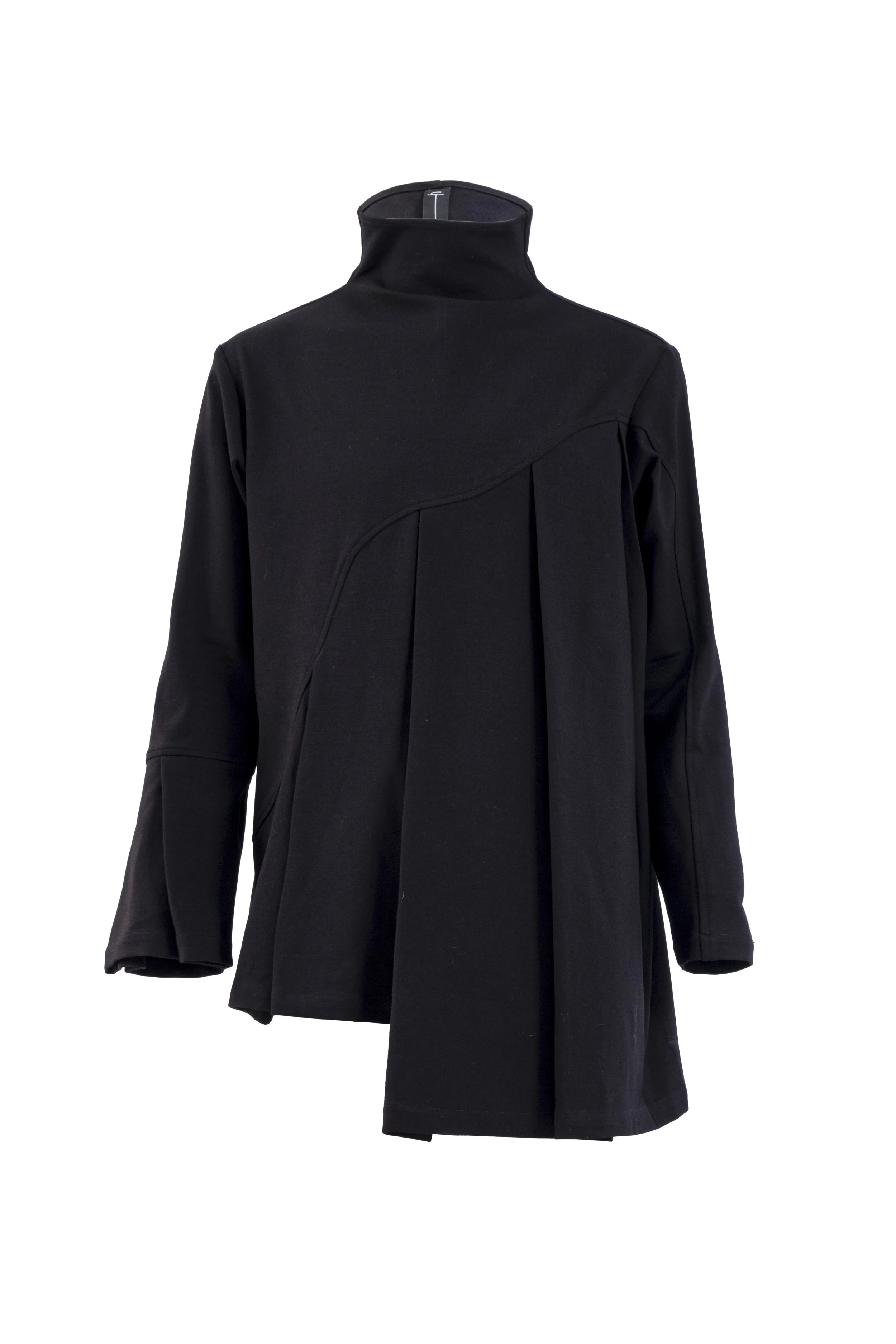 INF Stand Collar Pleated Asymmetric Cut Top (10).jpg