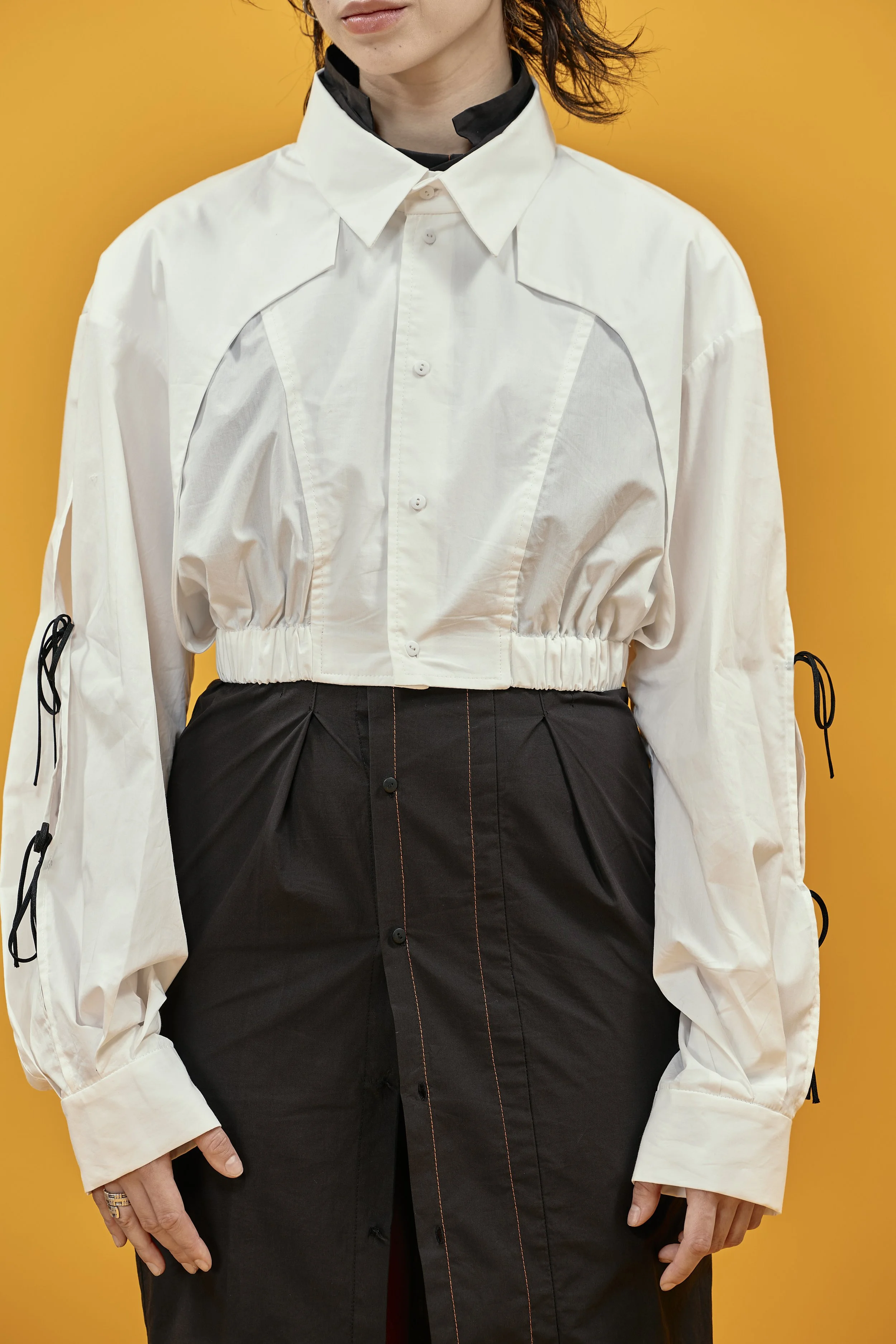 INFDARK Cropped Tie-Front Shirt  White (10).jpg