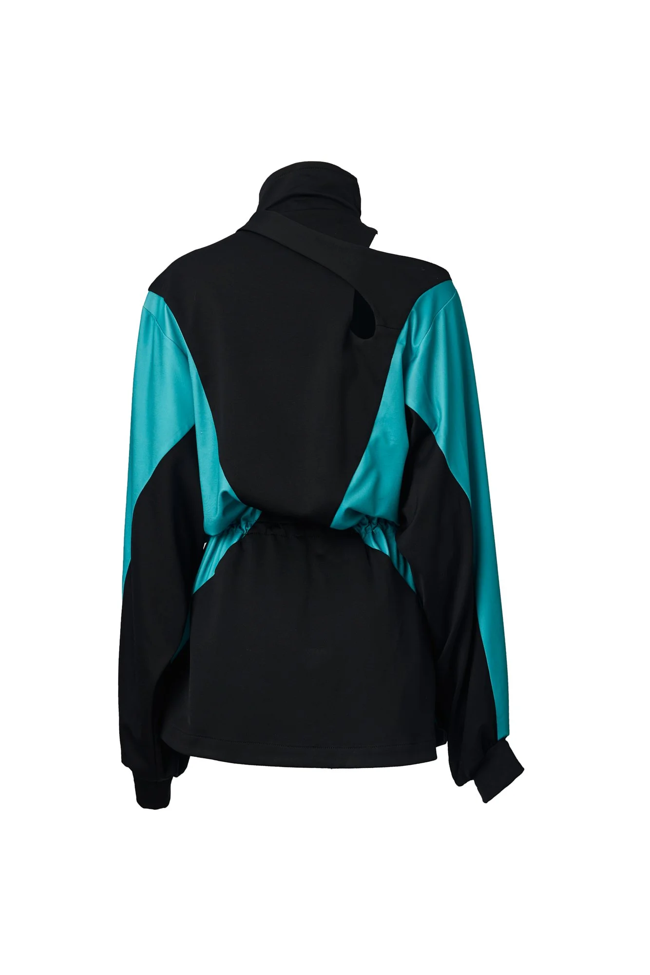INFDARK  Asymmetric Cinched-Waist Jacket  Black-Blue (13).jpg