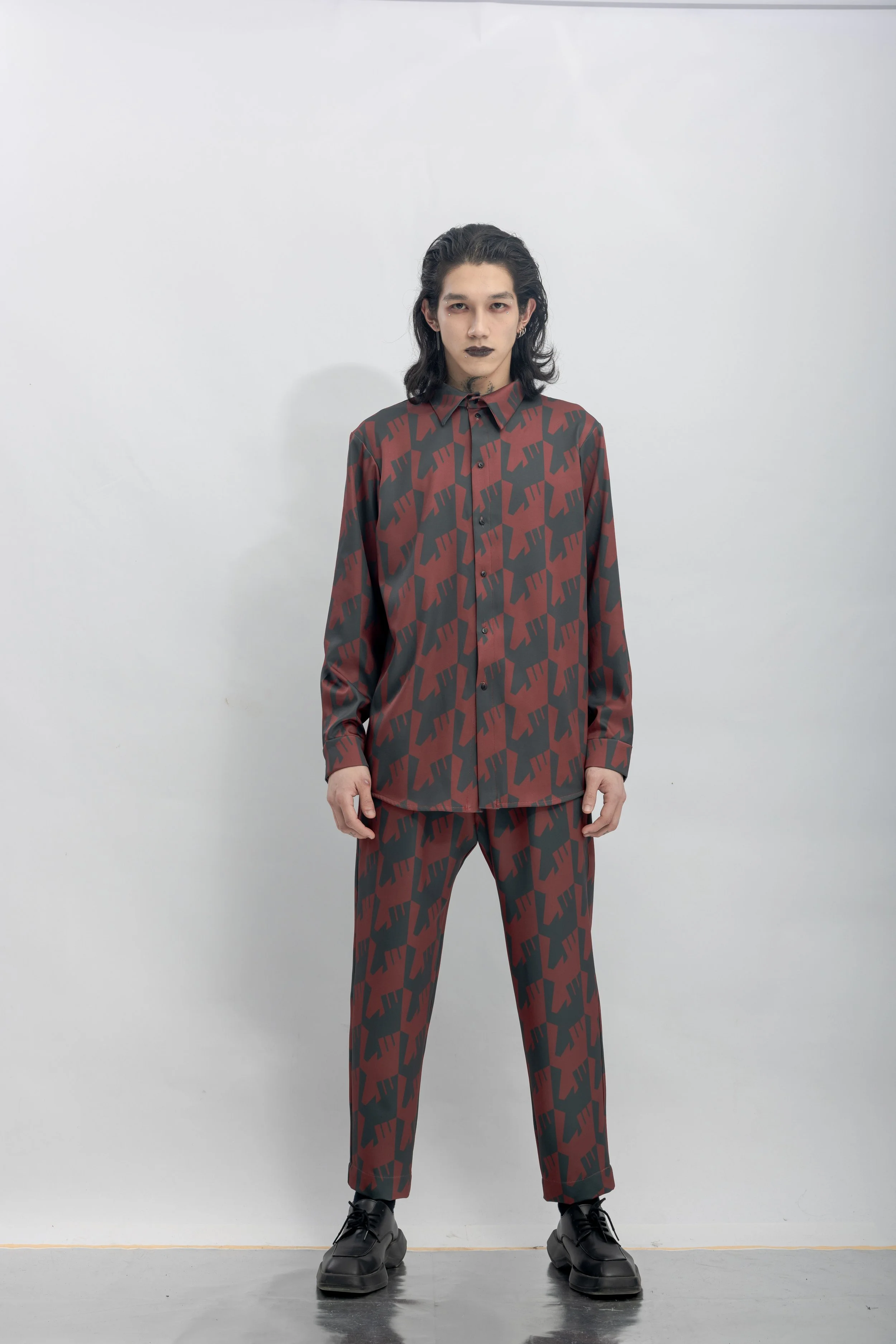 INF  Raven Houndstooth Print Shirt  Blazing Red (14).jpg