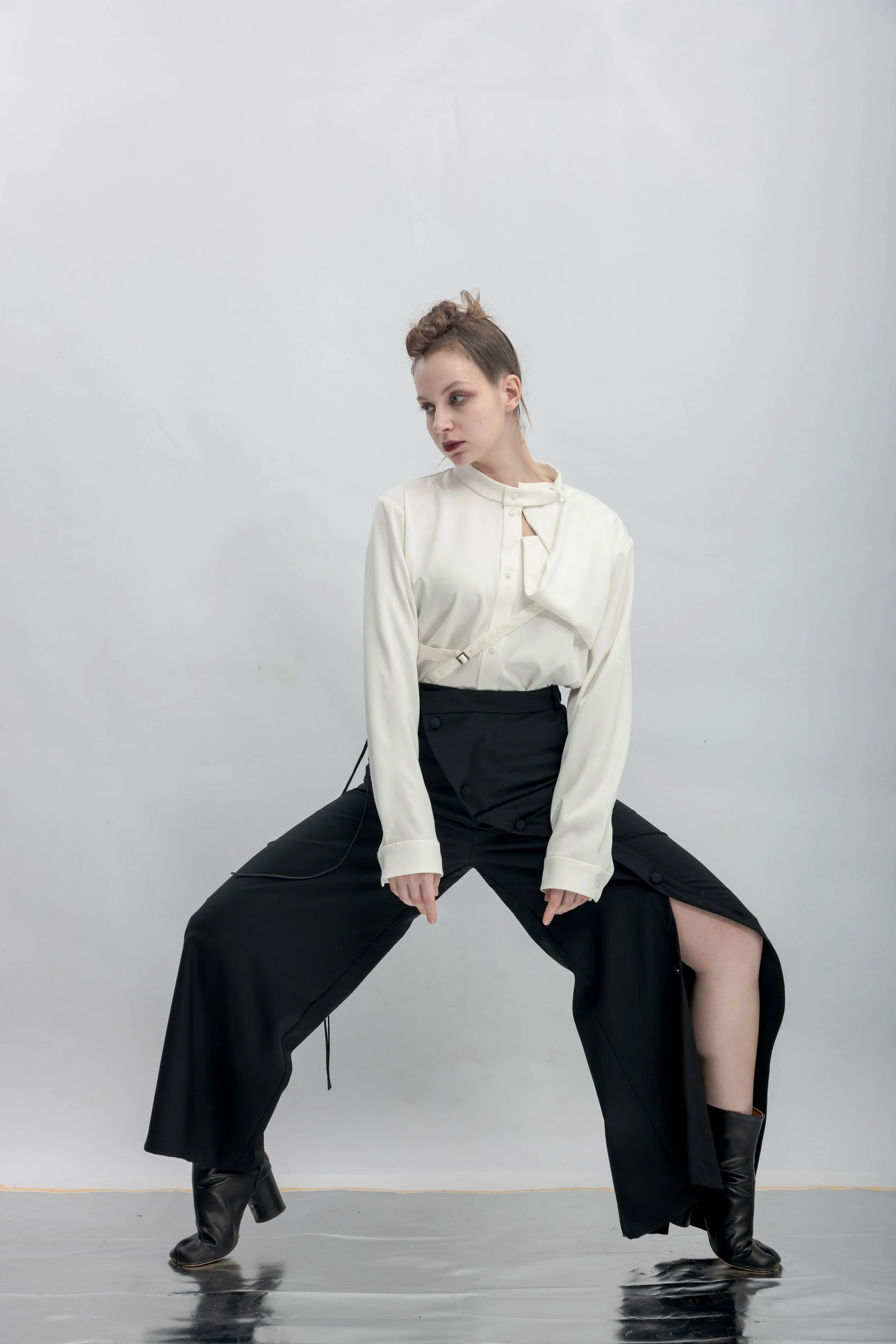 INF Asymmetric Single-Leg Slit Tie Wide Pants  Black (11).jpg