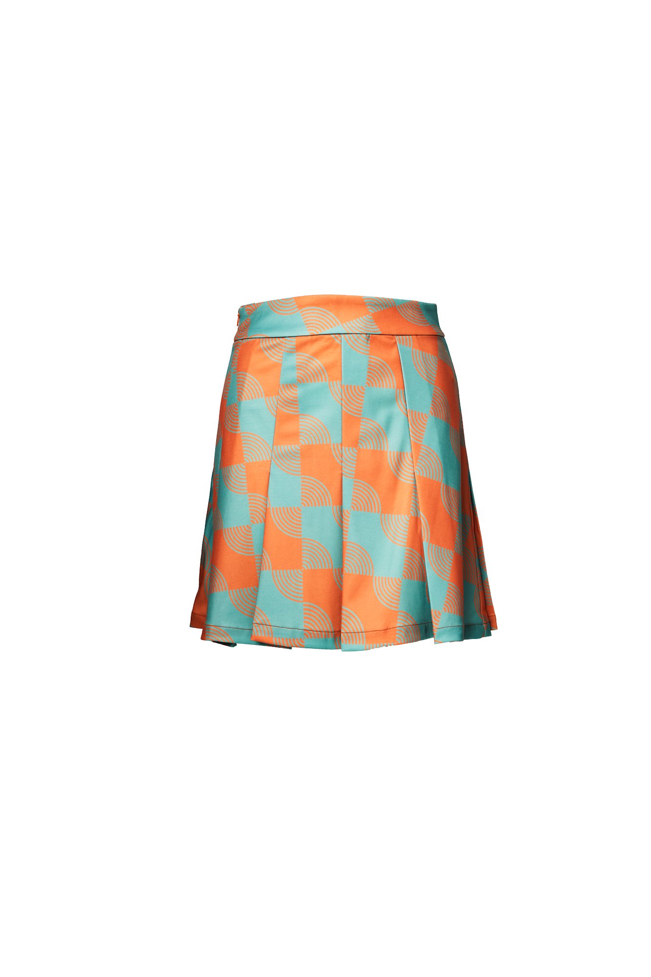 INFDARK Vintage Printed Mini Skirt  Orange-Green (1).jpg