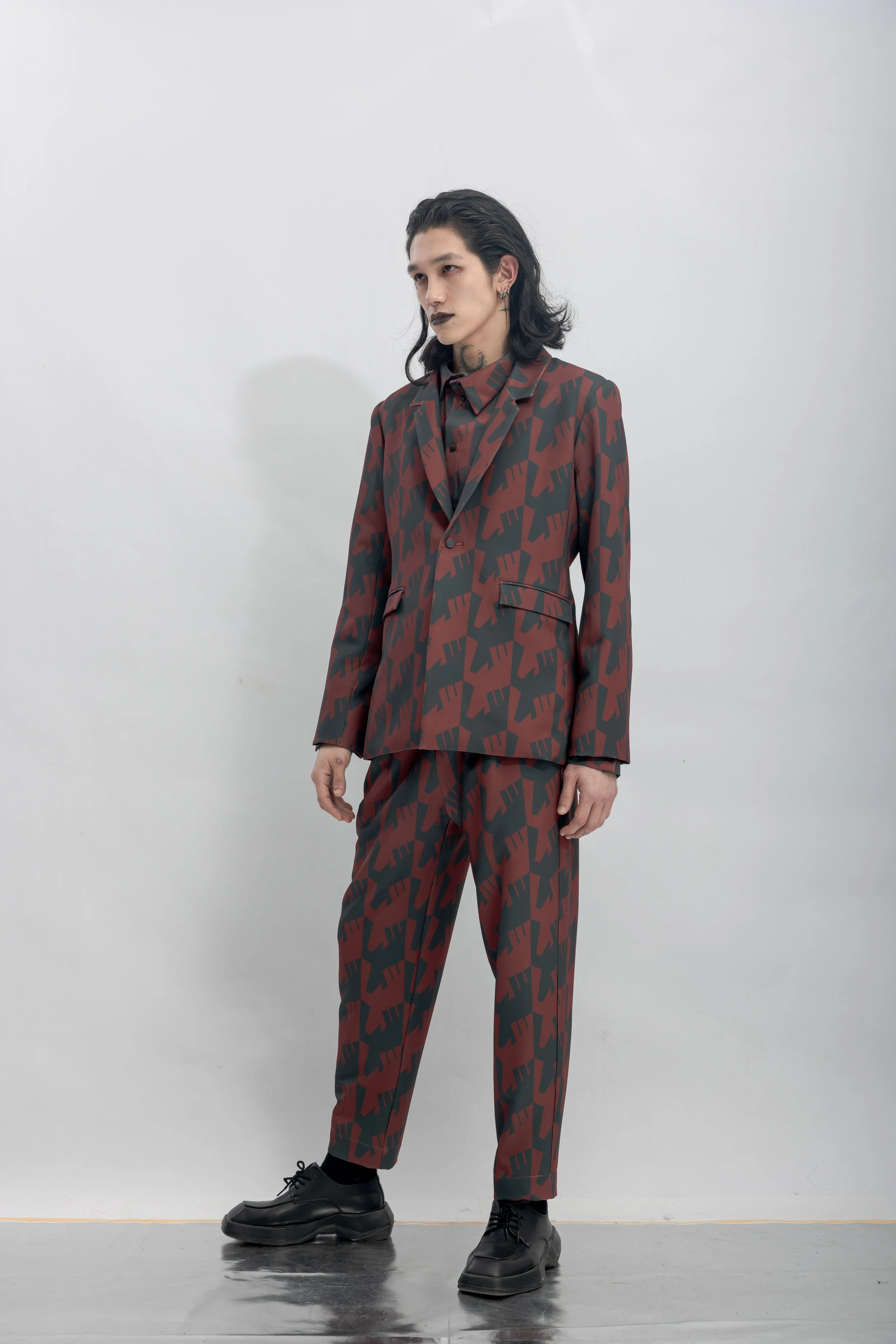 INF Raven Houndstooth Print Blazer  Blazing Red (19).jpg
