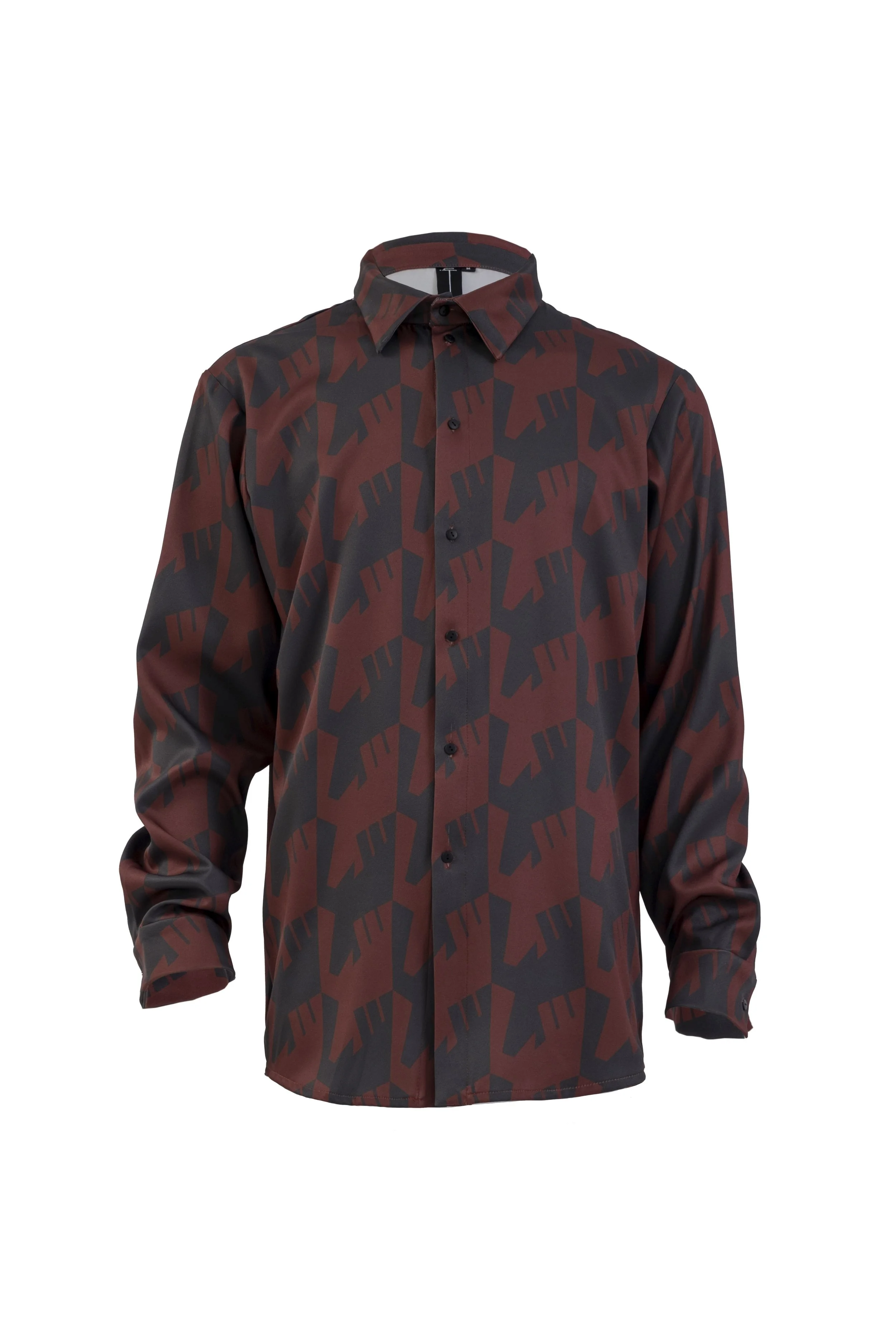 INF  Raven Houndstooth Print Shirt  Blazing Red (2).jpg